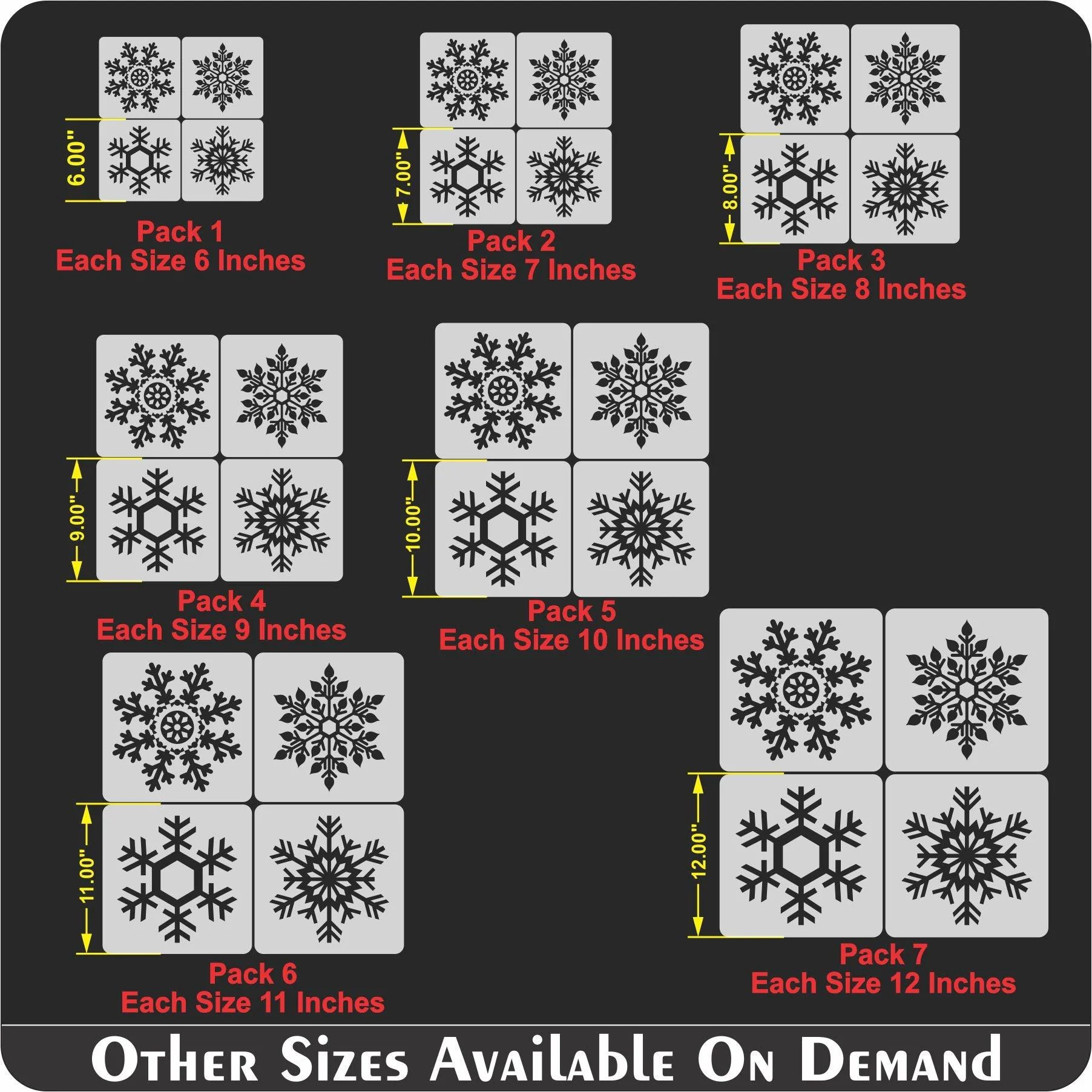 Pack of 4 snow flakes Wall Decoration Reusable Stencil for Canvas and wall painting.ID#33 - Image 6