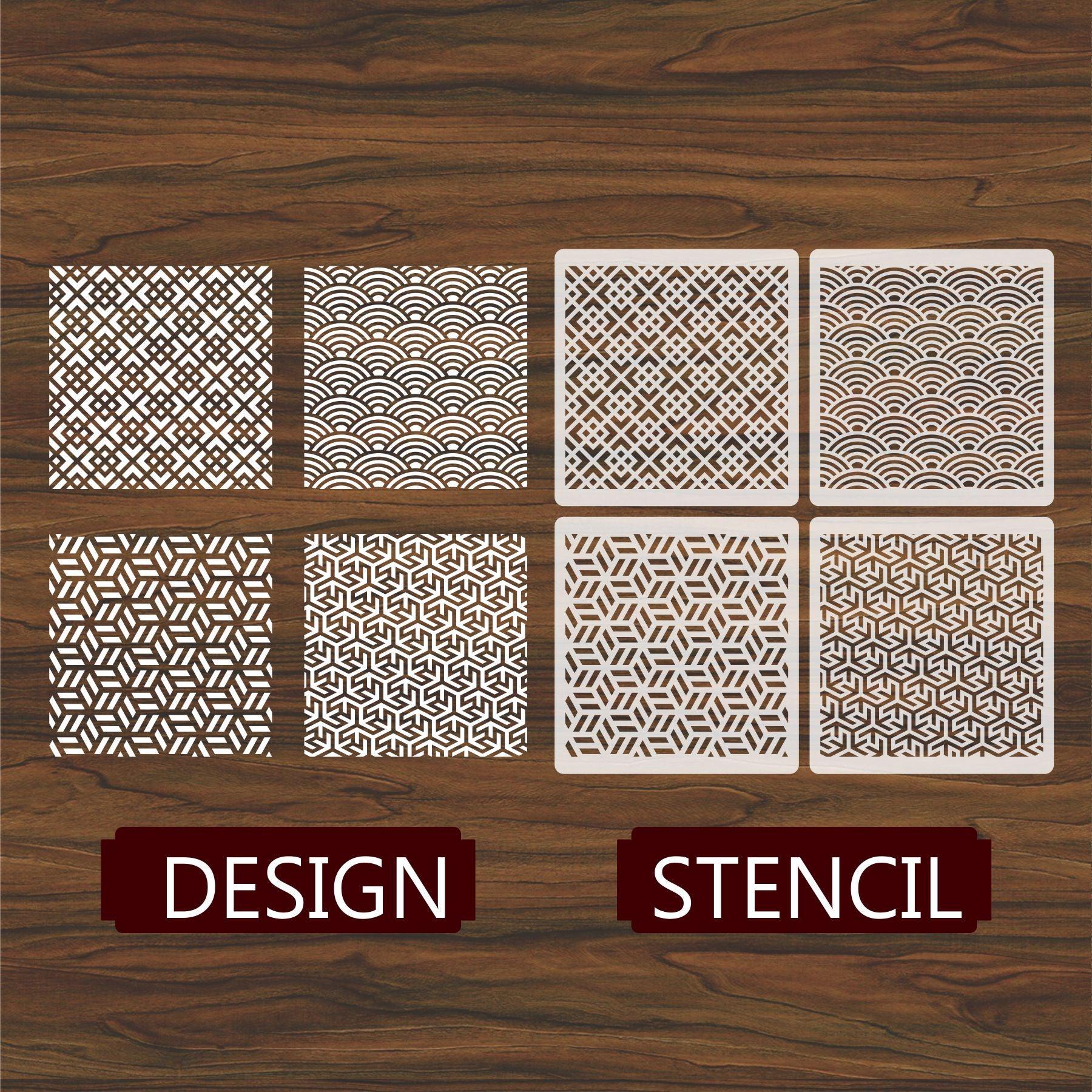 Pack of 4 Wall Decoration Testure Stencil for Canvas and wall painting.ID#40 - Image 3