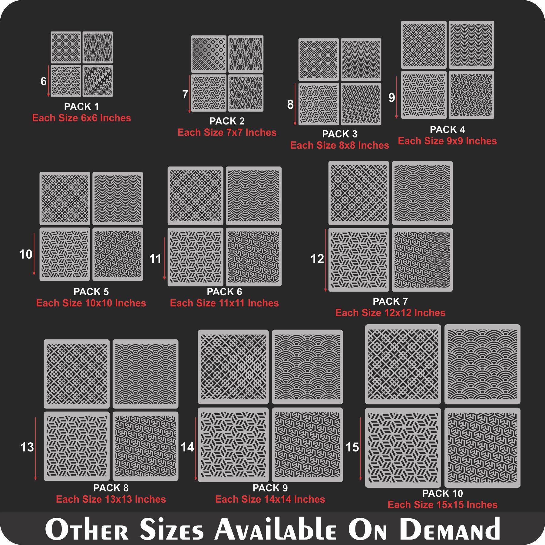 Pack of 4 Wall Decoration Testure Stencil for Canvas and wall painting.ID#40 - Image 6