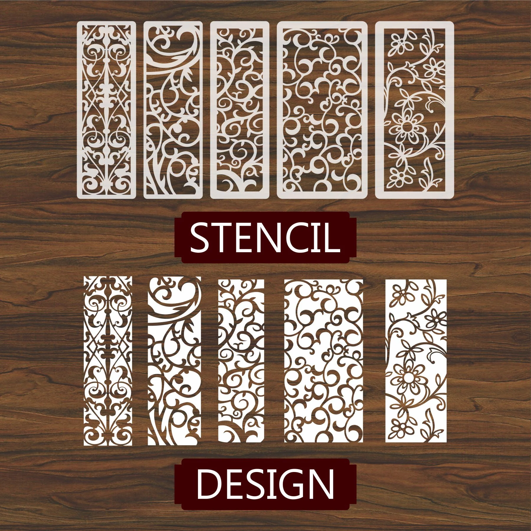 Pack of 5 Border Reusable Stencil For Canvas And Wall Painting.ID#221B - Image 4