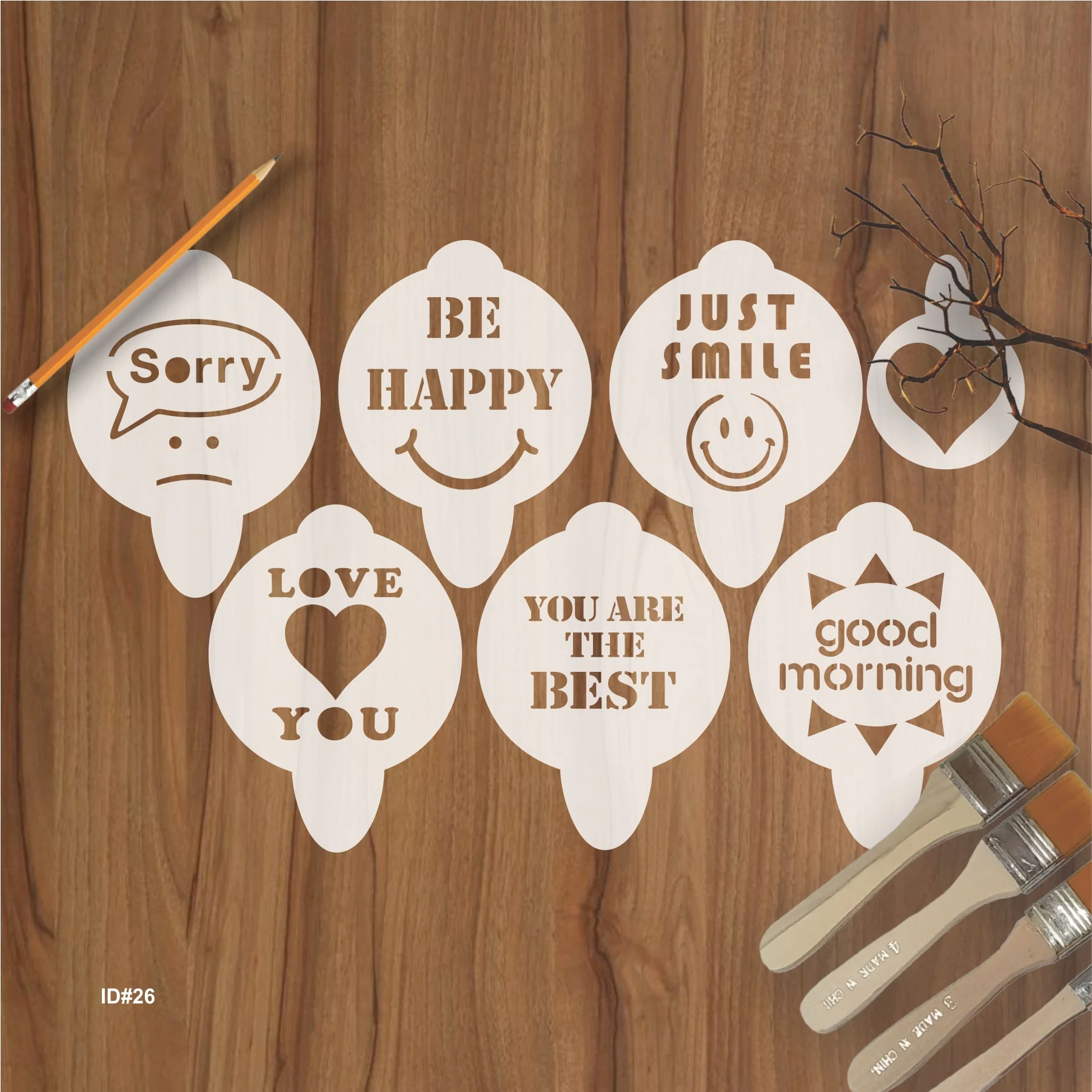 Pack of Coffee Stencils Wall Painting Scrapbook Coloring Embossing Album Decor Template. ID #26 - Image 2