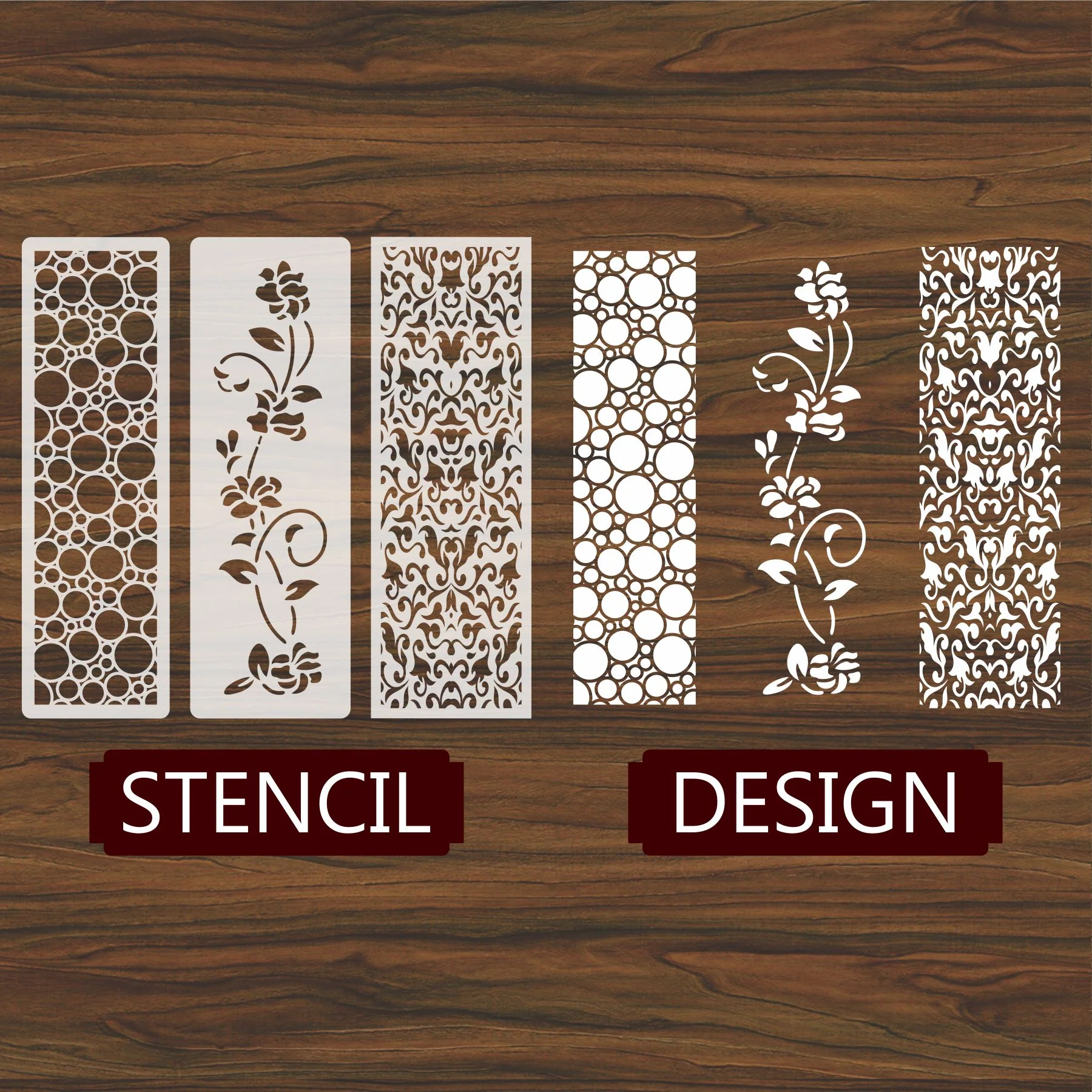 Pack of Three Border Reusable Stencil For Canvas And Wall Painting.ID#221A - Image 6