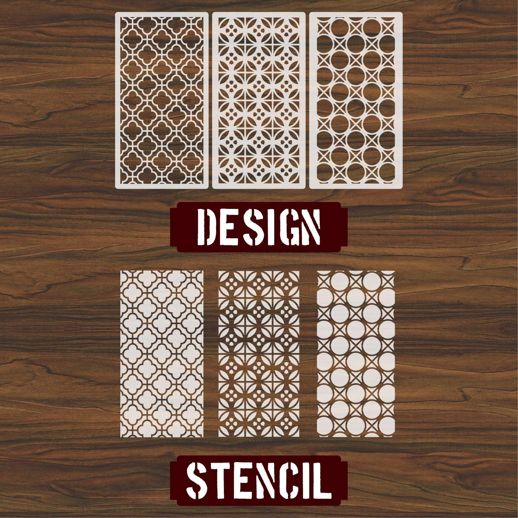 Pack of Three Reusable Stencil for Canvas and wall painting.ID#19 - Image 3