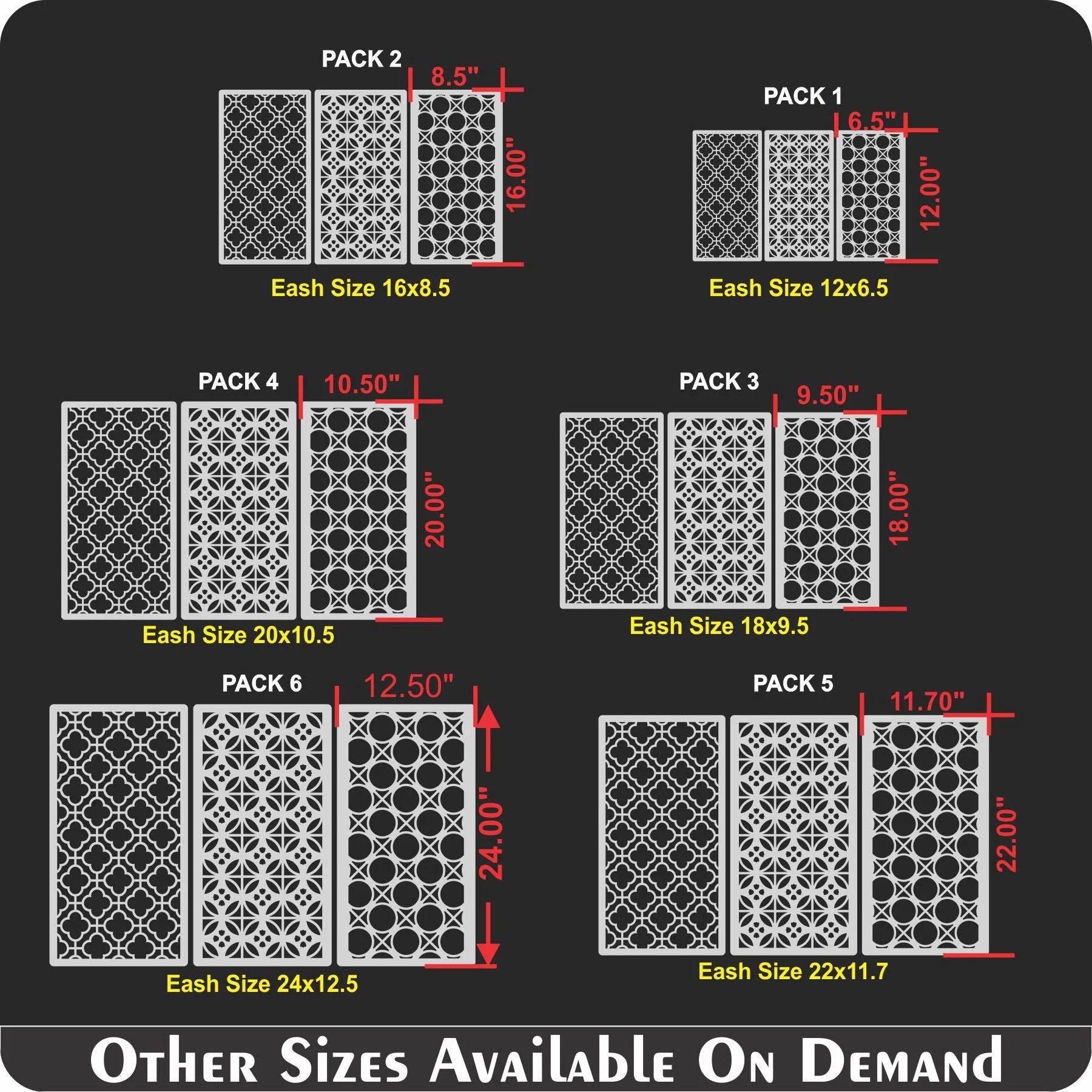 Pack of Three Reusable Stencil for Canvas and wall painting.ID#19 - Image 6