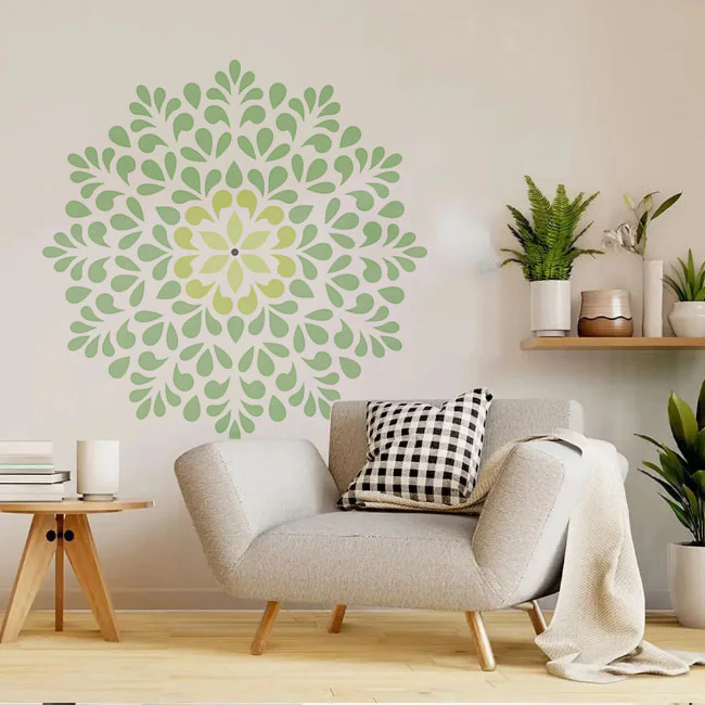 Symmetrical Mandala Painting Wall Stencils for Home Wall Decor.ID#590 - Image 3
