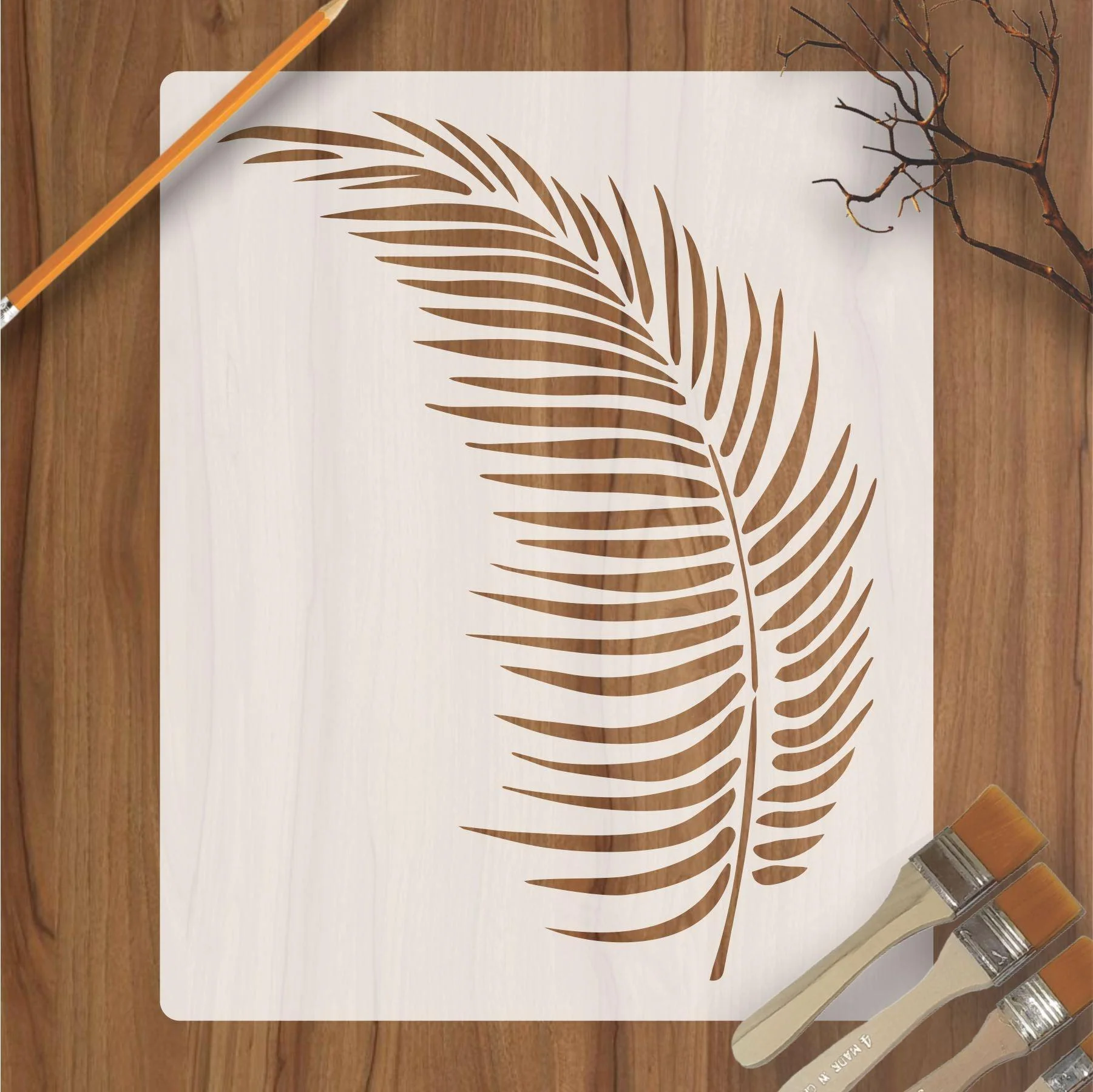 Palm leaf Reusable Stencil For Canvas And Wall Painting.ID#132 - Image 2