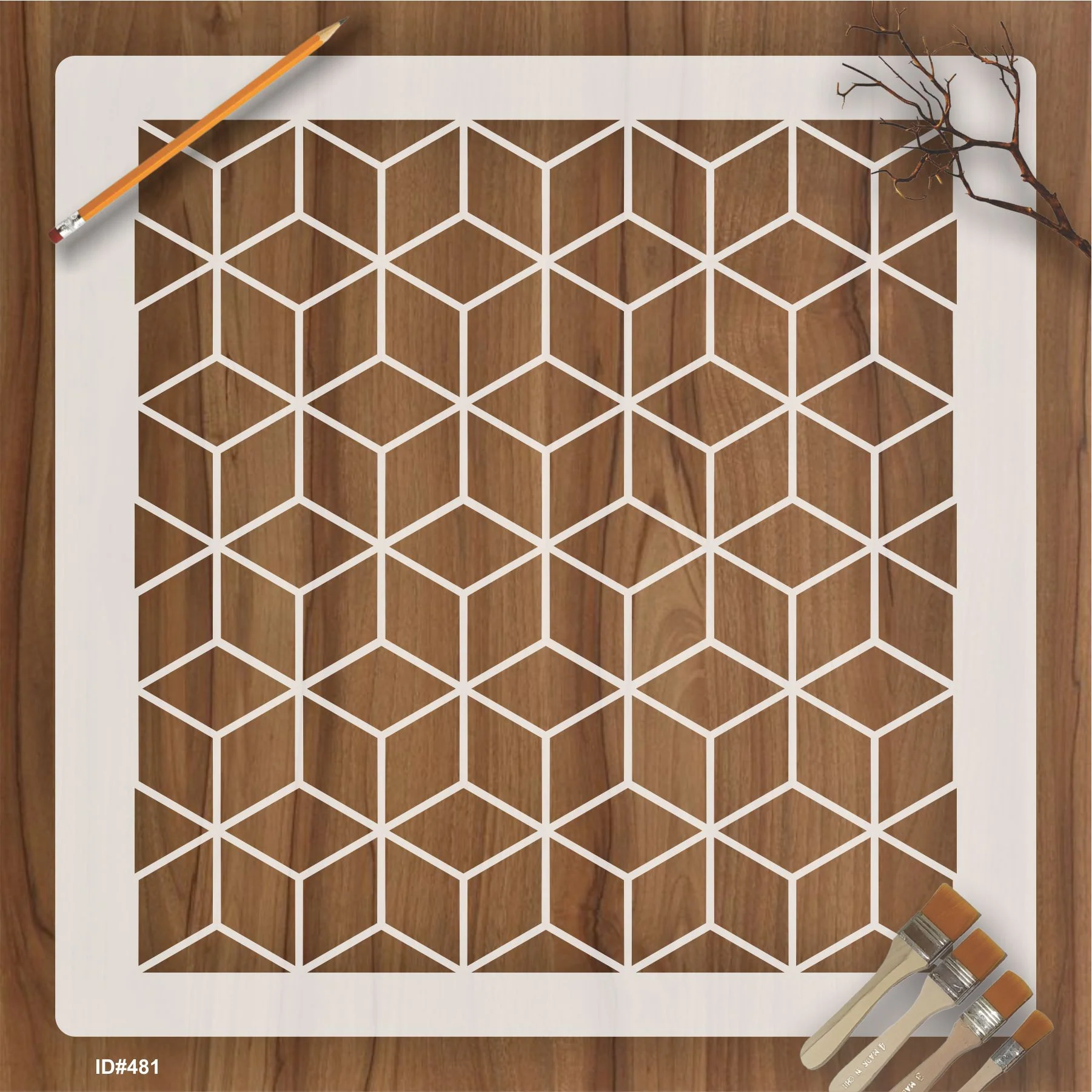 Parametric Cube Reusable Stencil For Canvas And Wall Painting.ID #481