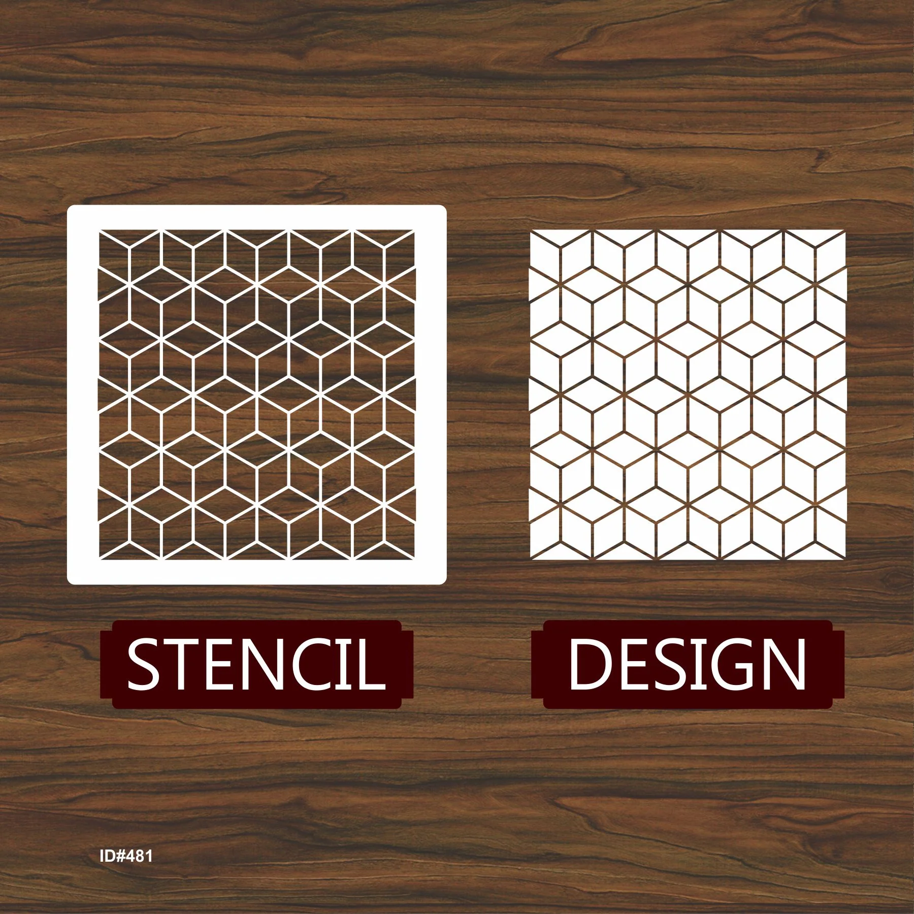 Parametric Cube Reusable Stencil For Canvas And Wall Painting.ID #481 - Image 4