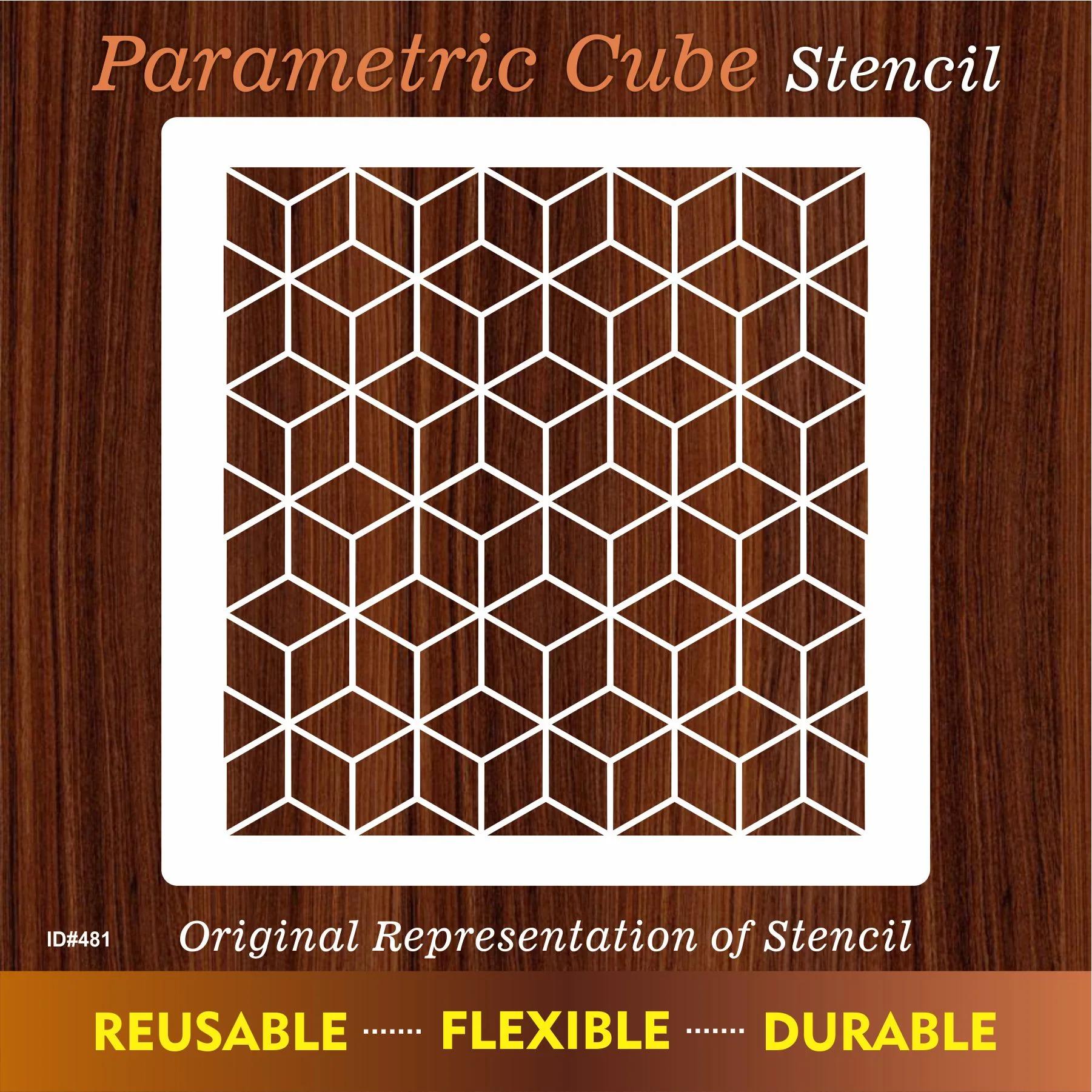 Parametric Cube Reusable Stencil For Canvas And Wall Painting.ID #481 - Image 5