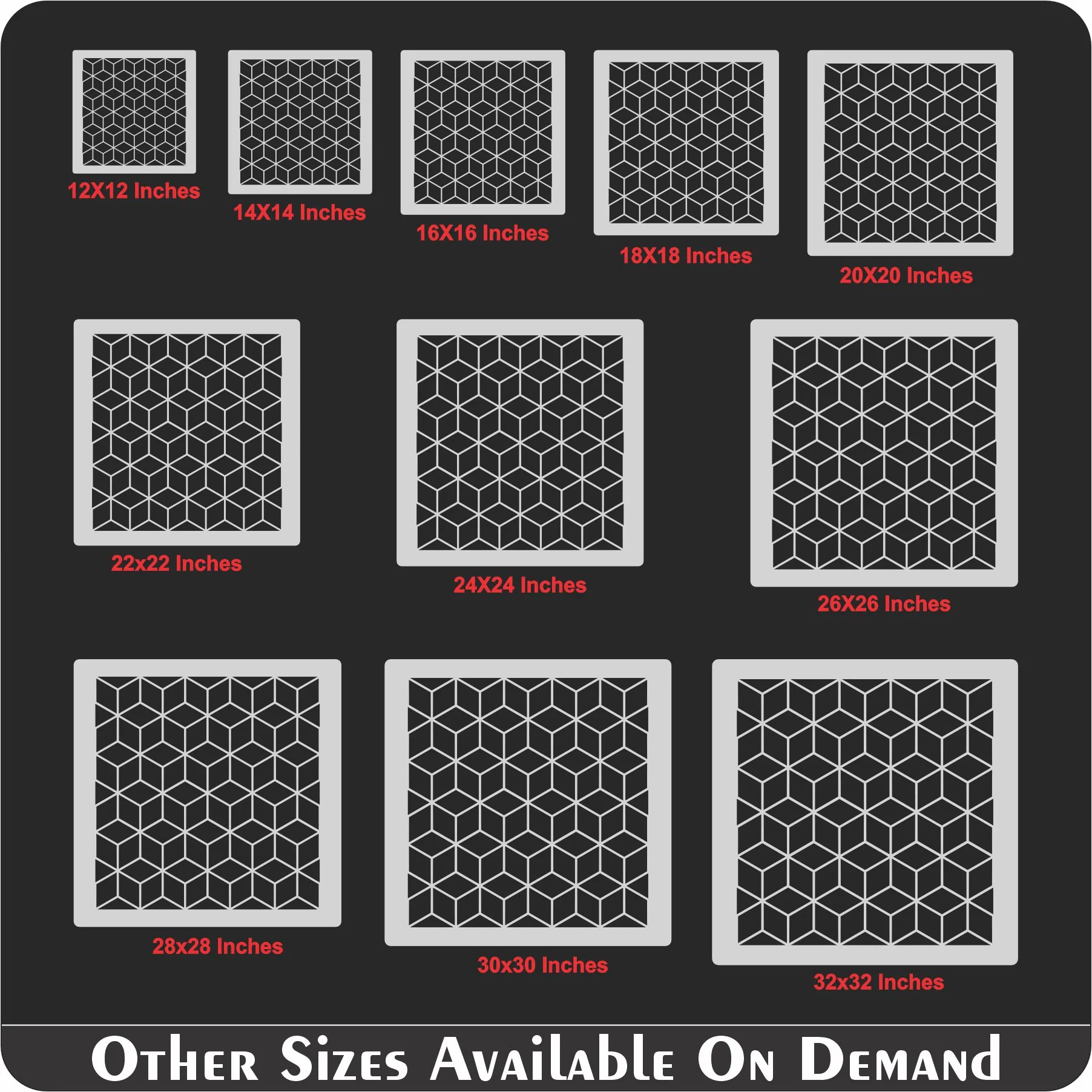 Parametric Cube Reusable Stencil For Canvas And Wall Painting.ID #481 - Image 6
