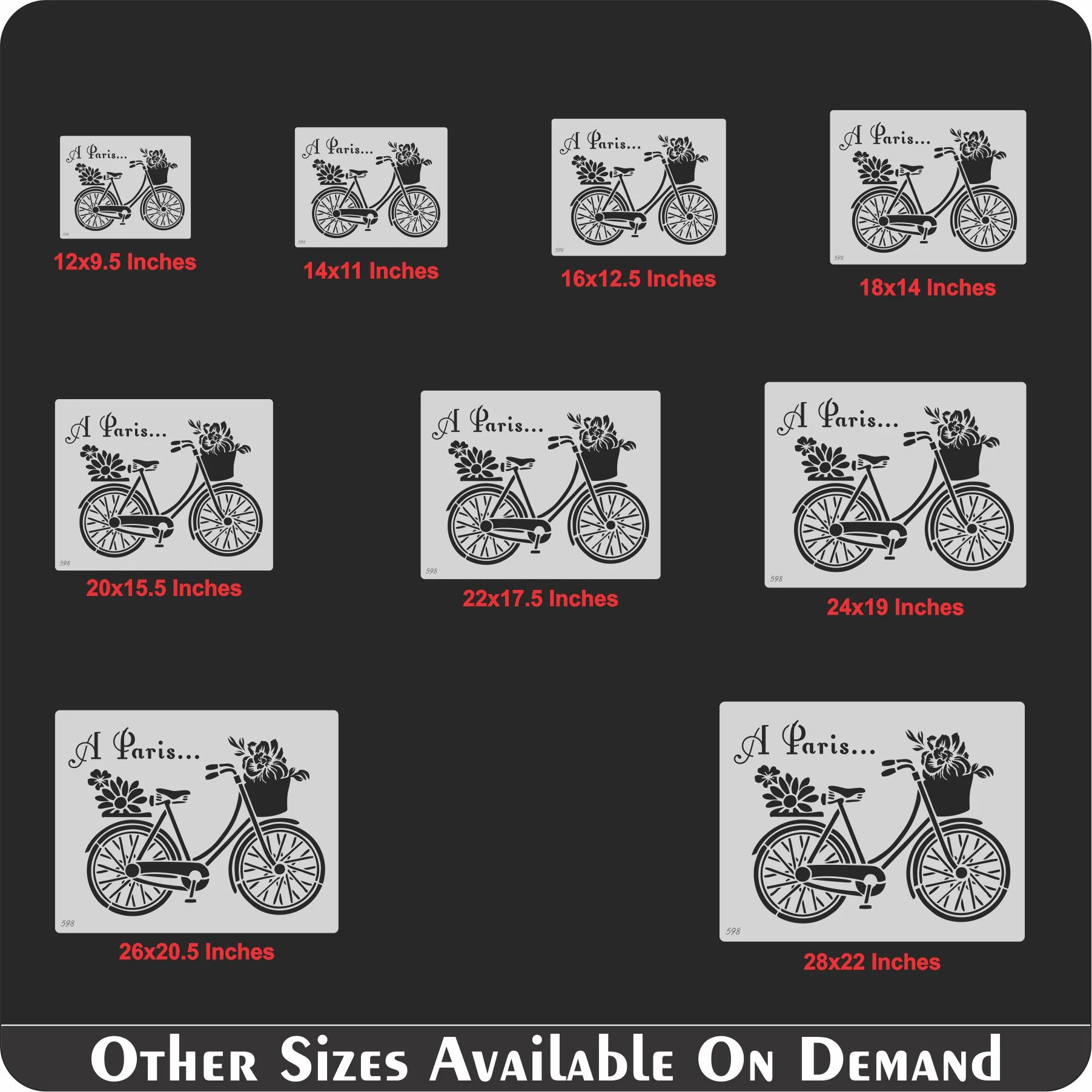 Paris Bicycle with Flowers Stencil for Wall, Furniture & Fabric Art – French Vintage Design – ID#598 - Image 5