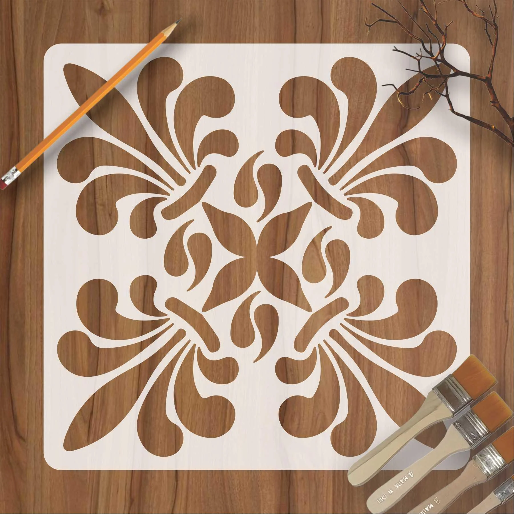 Patel Tile Reusable Stencil for Canvas and wall painting.ID#159