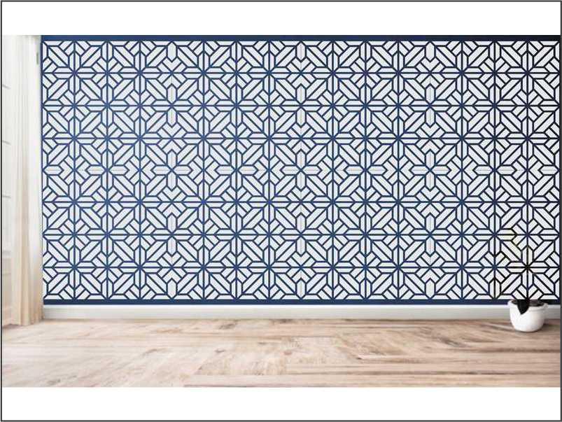 Geometric Star Grid Pattern Reusable Stencil for Canvas and wall painting.ID# 18 - Image 3
