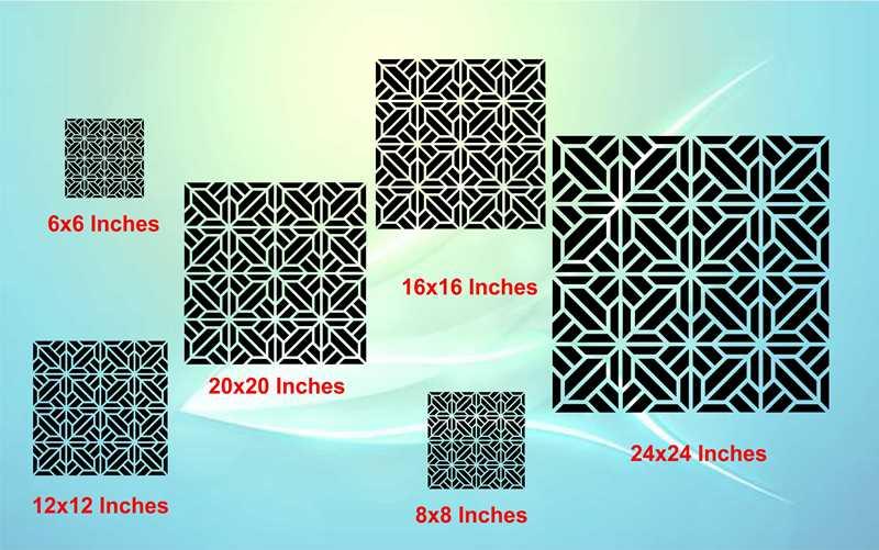 Geometric Star Grid Pattern Reusable Stencil for Canvas and wall painting.ID# 18 - Image 7