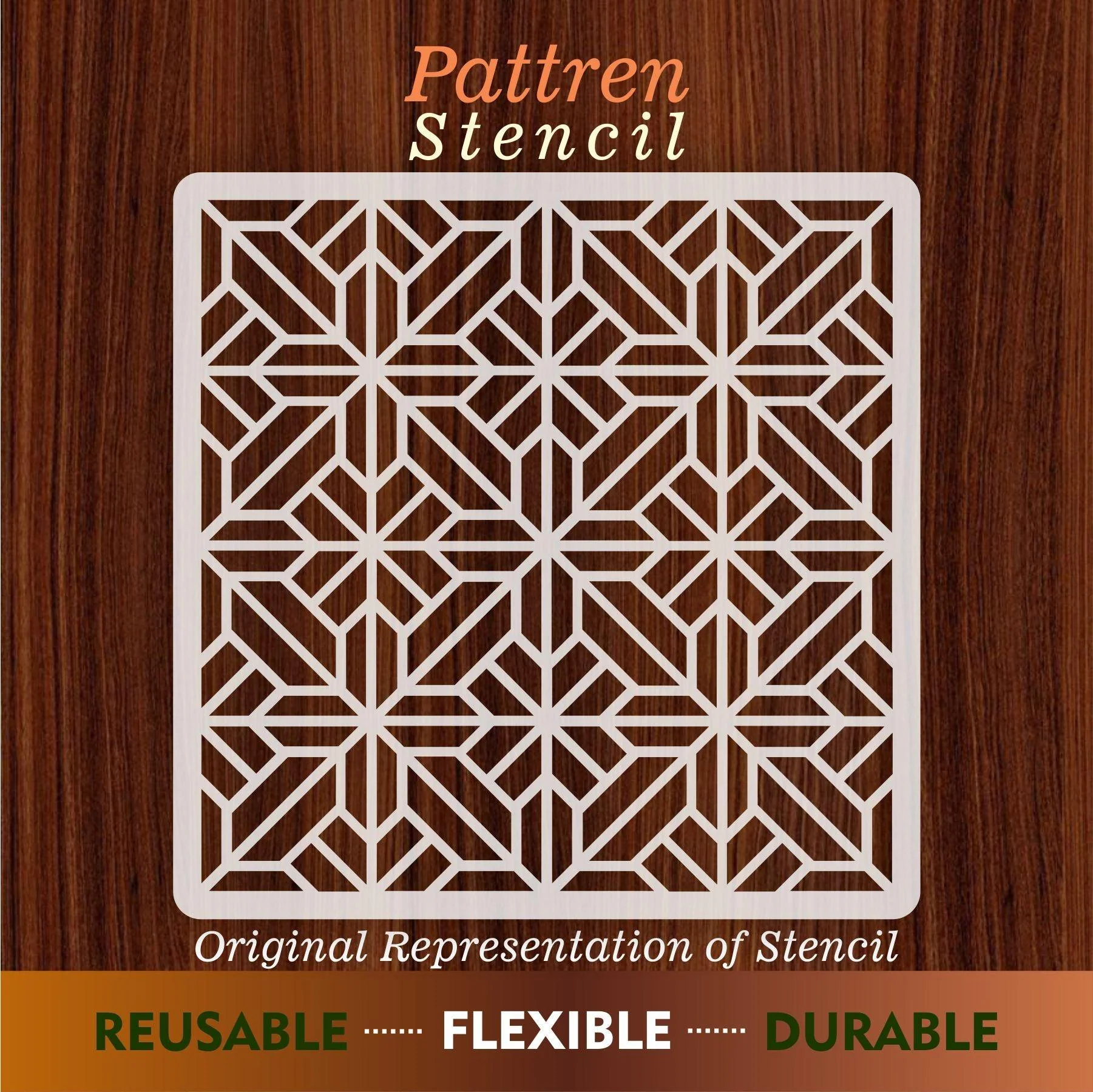 Geometric Star Grid Pattern Reusable Stencil for Canvas and wall painting.ID# 18 - Image 8