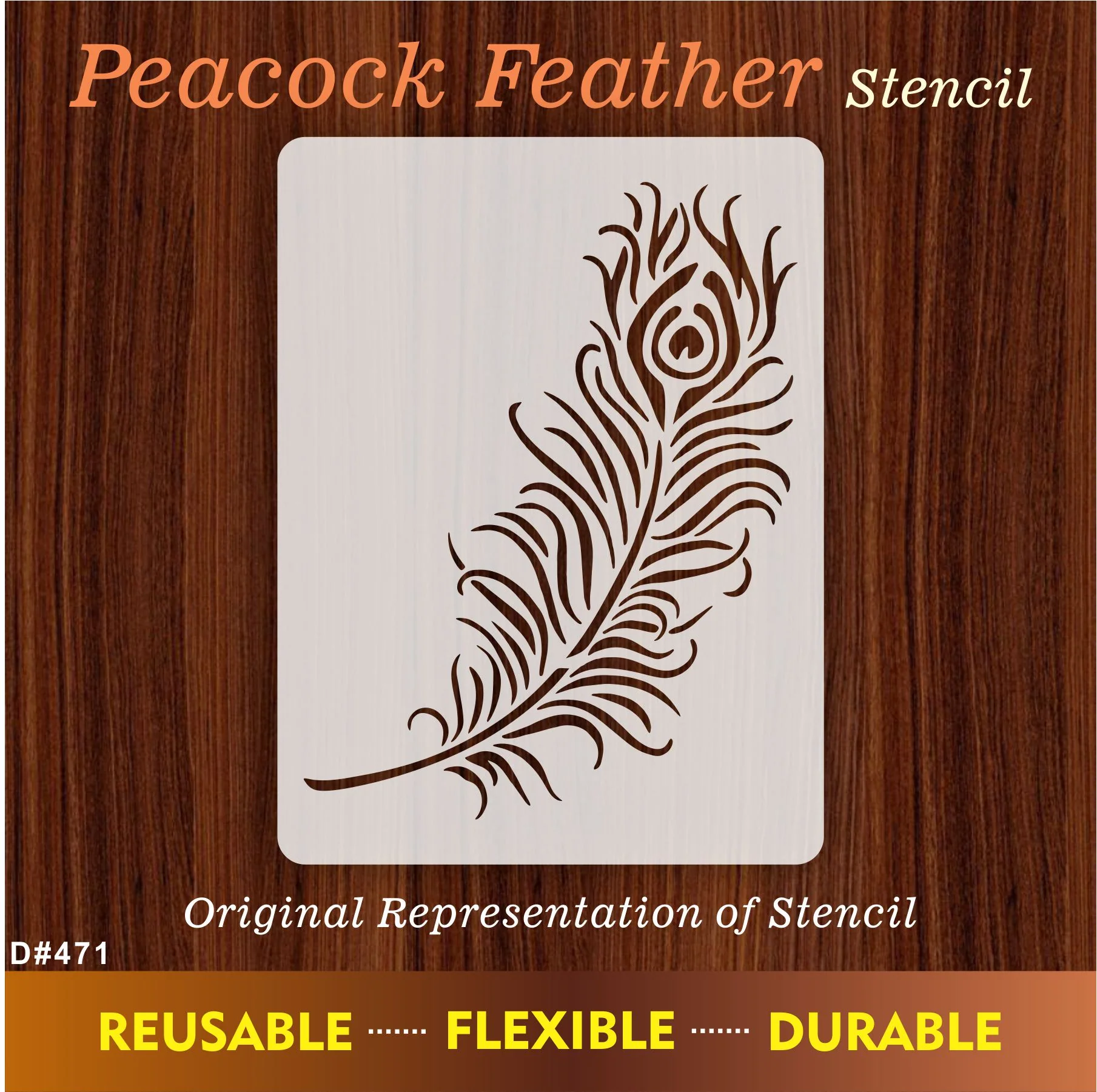 Peacock Feather Reusable Stencil For Canvas And Wall Painting.ID#471 - Image 10