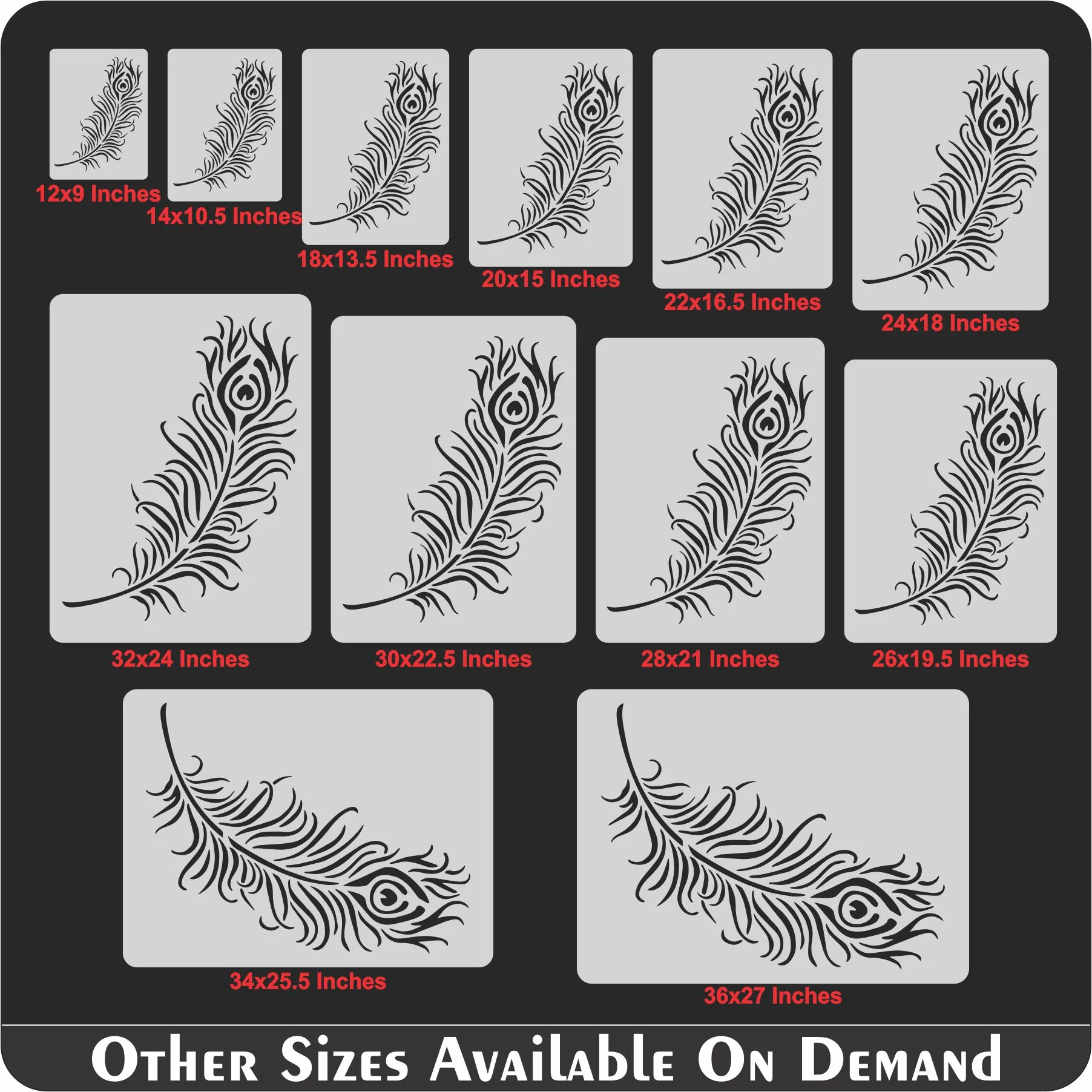 Peacock Feather Reusable Stencil For Canvas And Wall Painting.ID#471 - Image 11