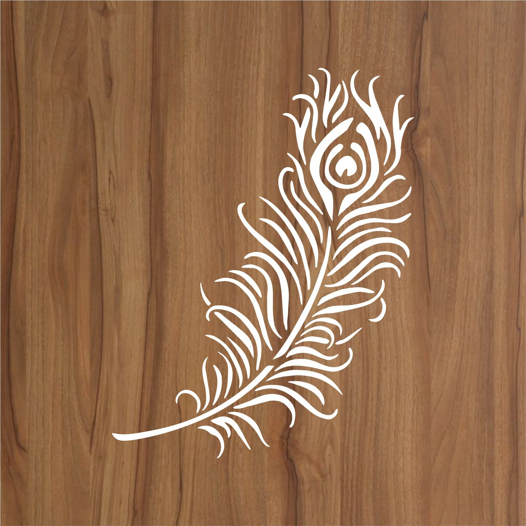 Peacock Feather Reusable Stencil For Canvas And Wall Painting.ID#471 - Image 2