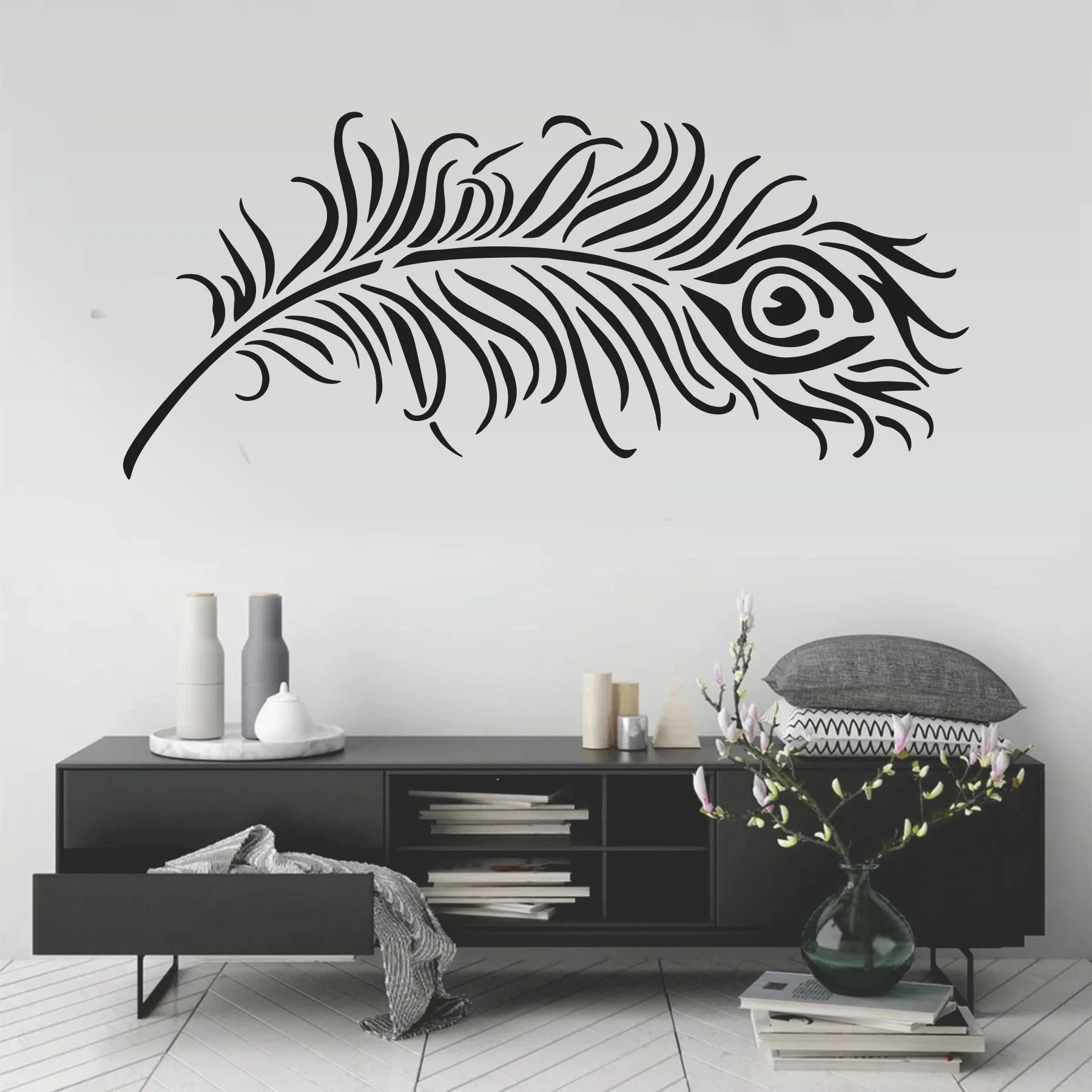 Peacock Feather Reusable Stencil For Canvas And Wall Painting.ID#471 - Image 4