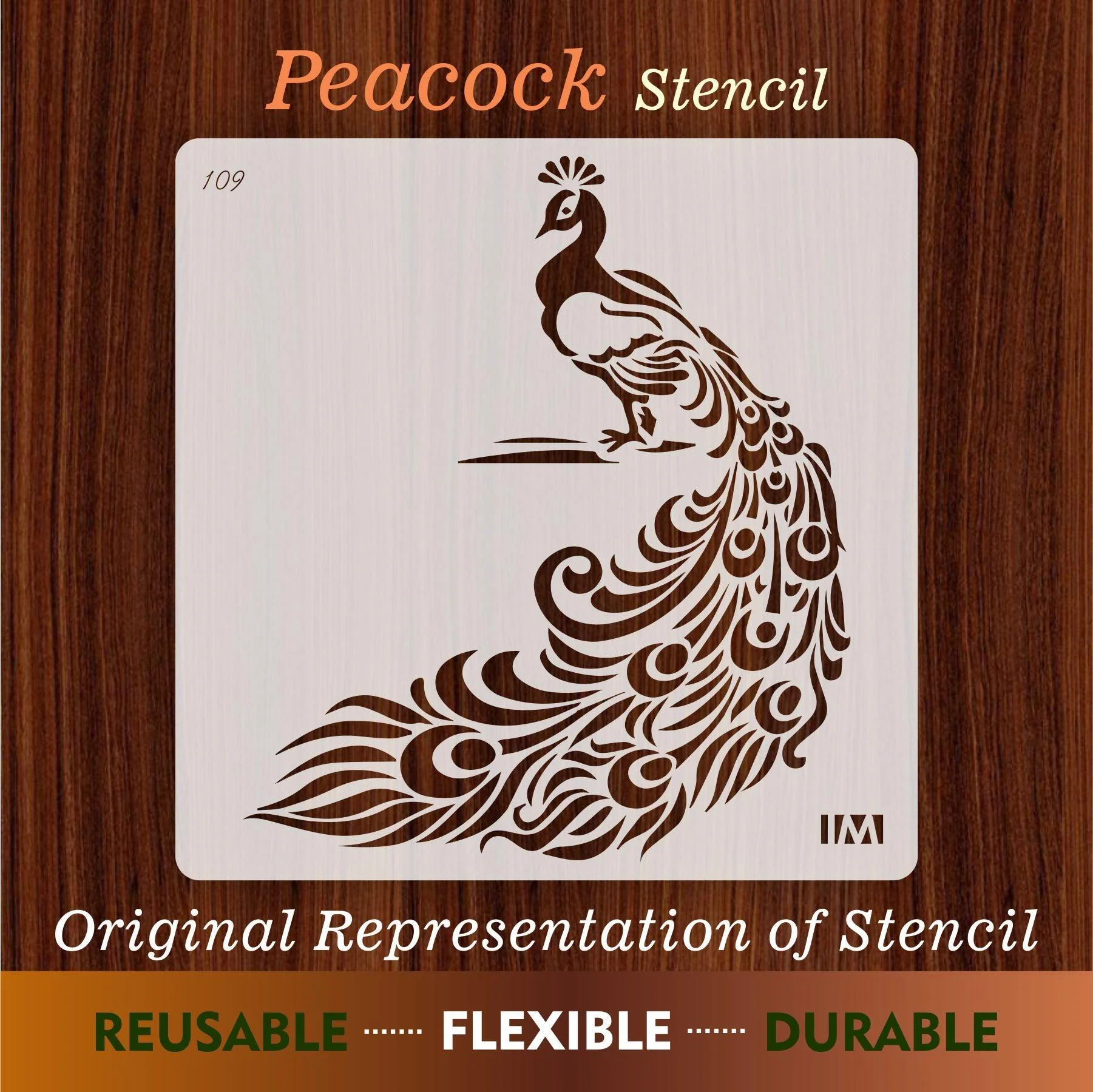 Peacock Reusable Stencil for Canvas and wall painting.ID#109 - Image 8