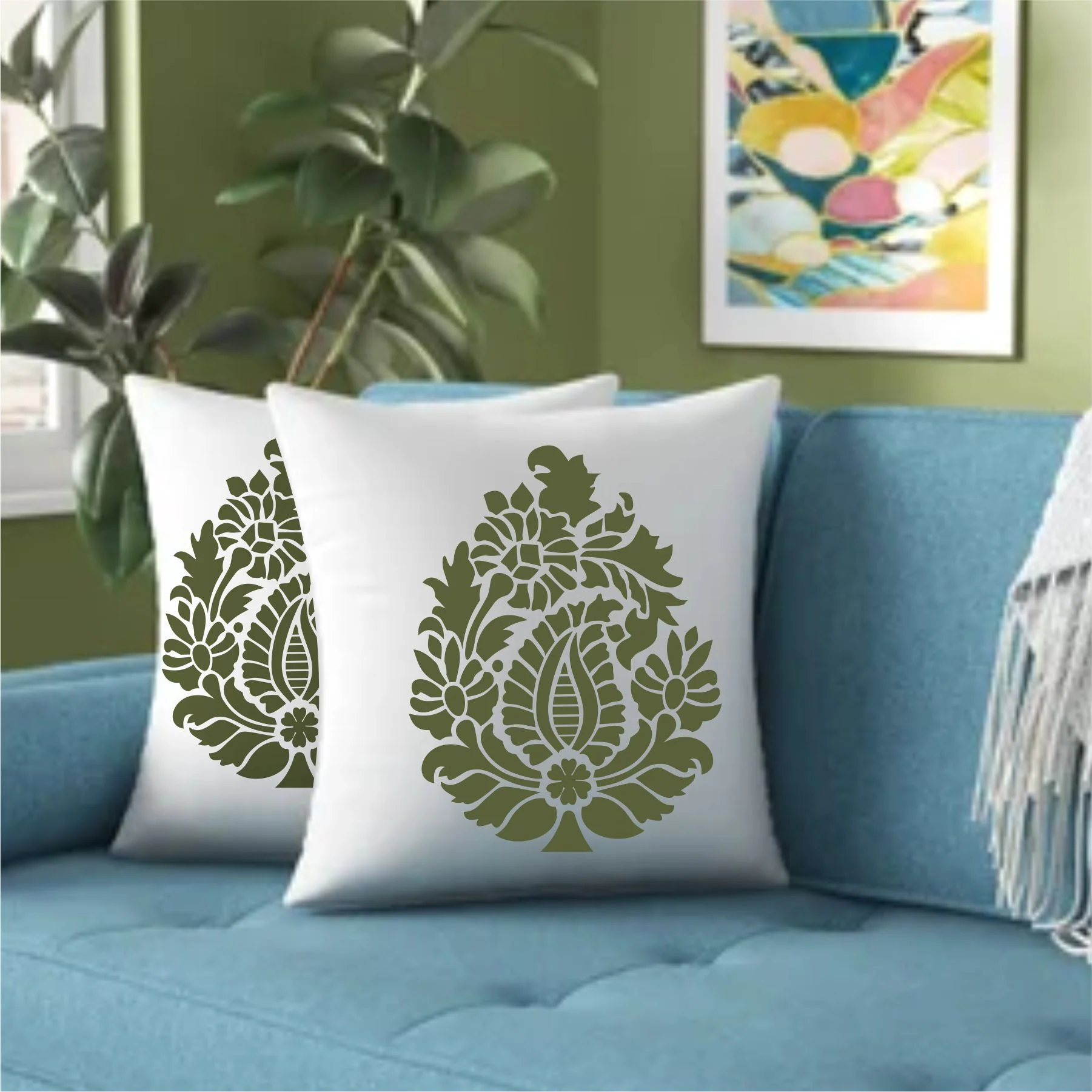 Pear Paisley Damask stencil Reusable Stencil For Canvas And Wall Painting. ID #327 - Image 4