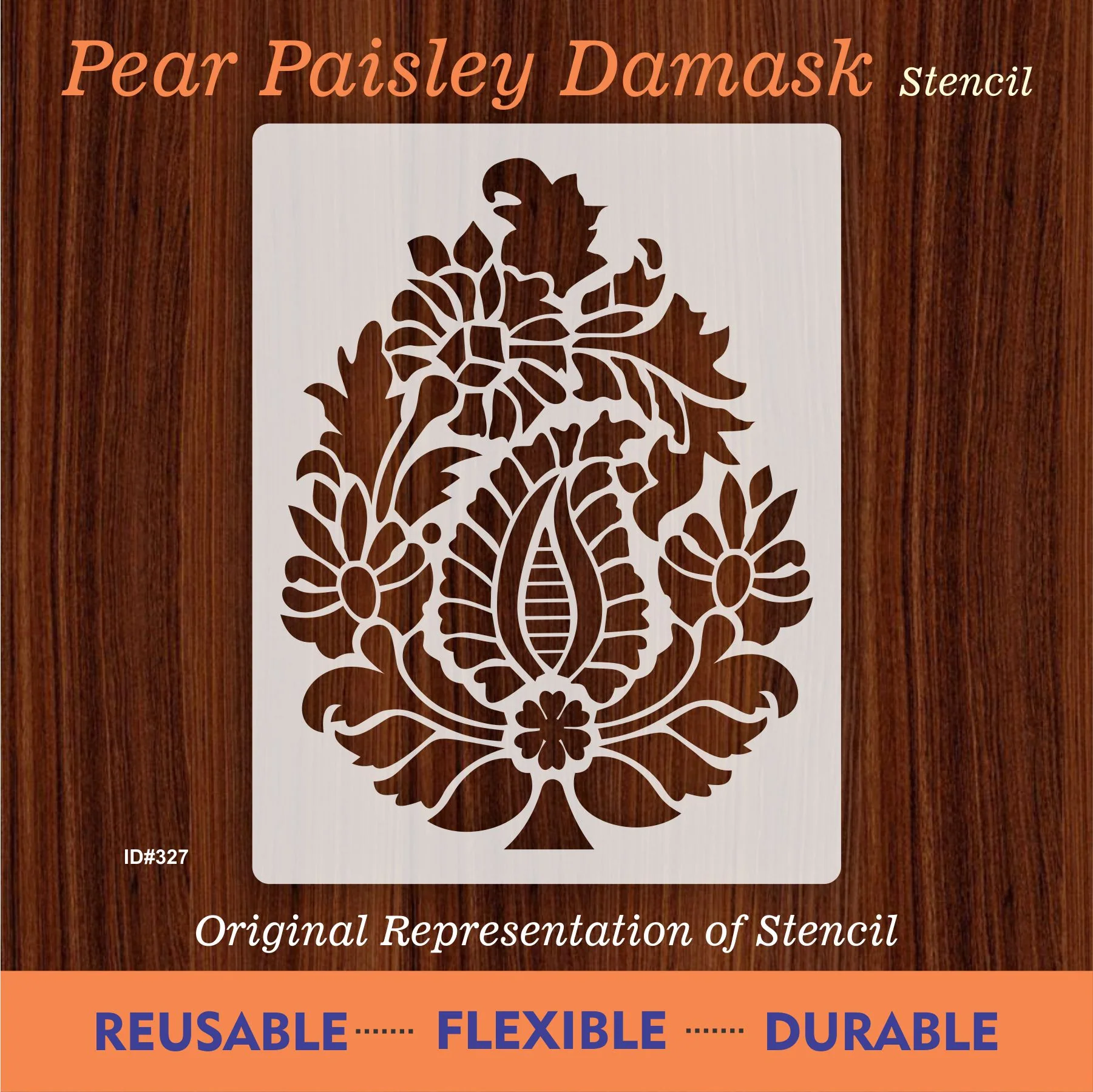 Pear Paisley Damask stencil Reusable Stencil For Canvas And Wall Painting. ID #327 - Image 7