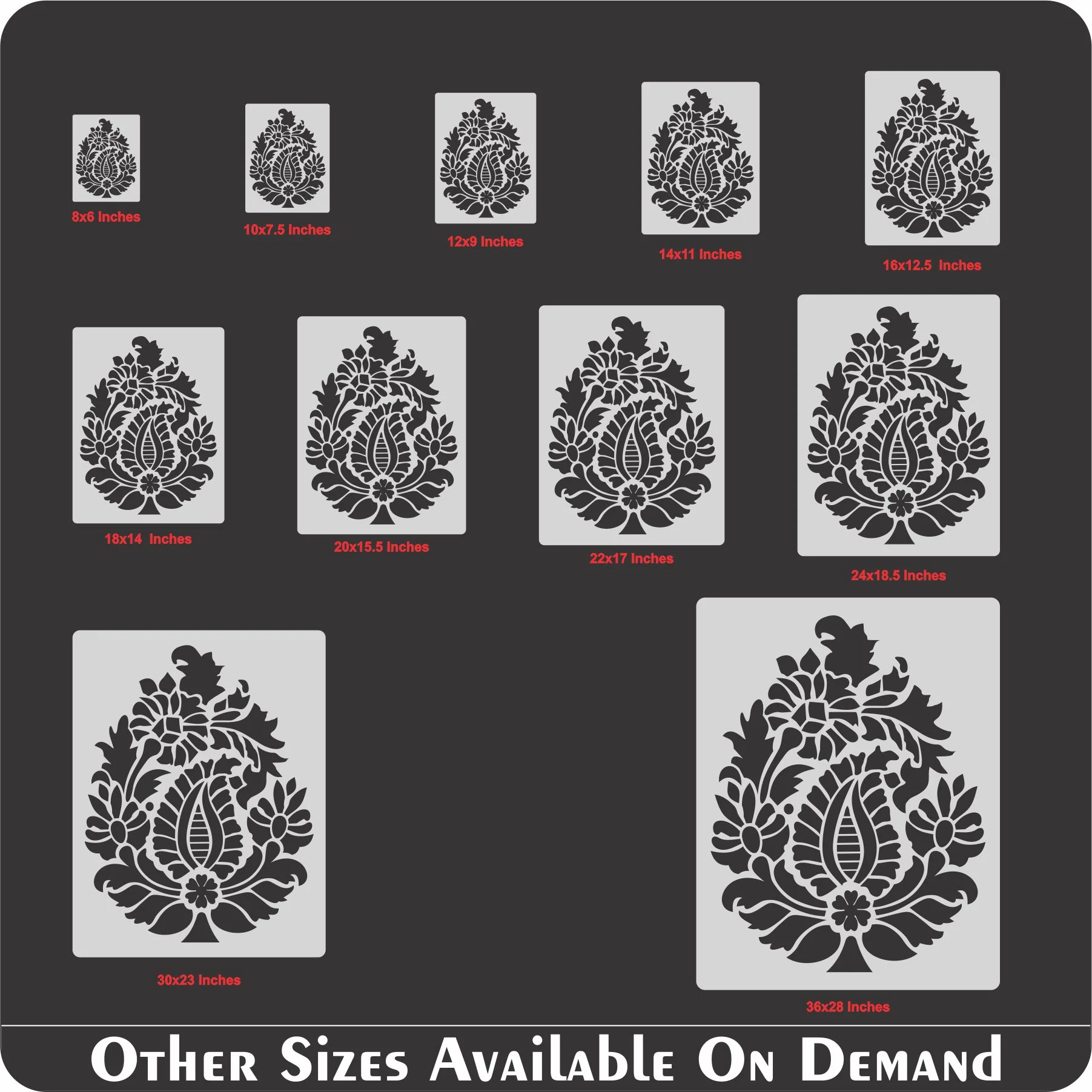 Pear Paisley Damask stencil Reusable Stencil For Canvas And Wall Painting. ID #327 - Image 8
