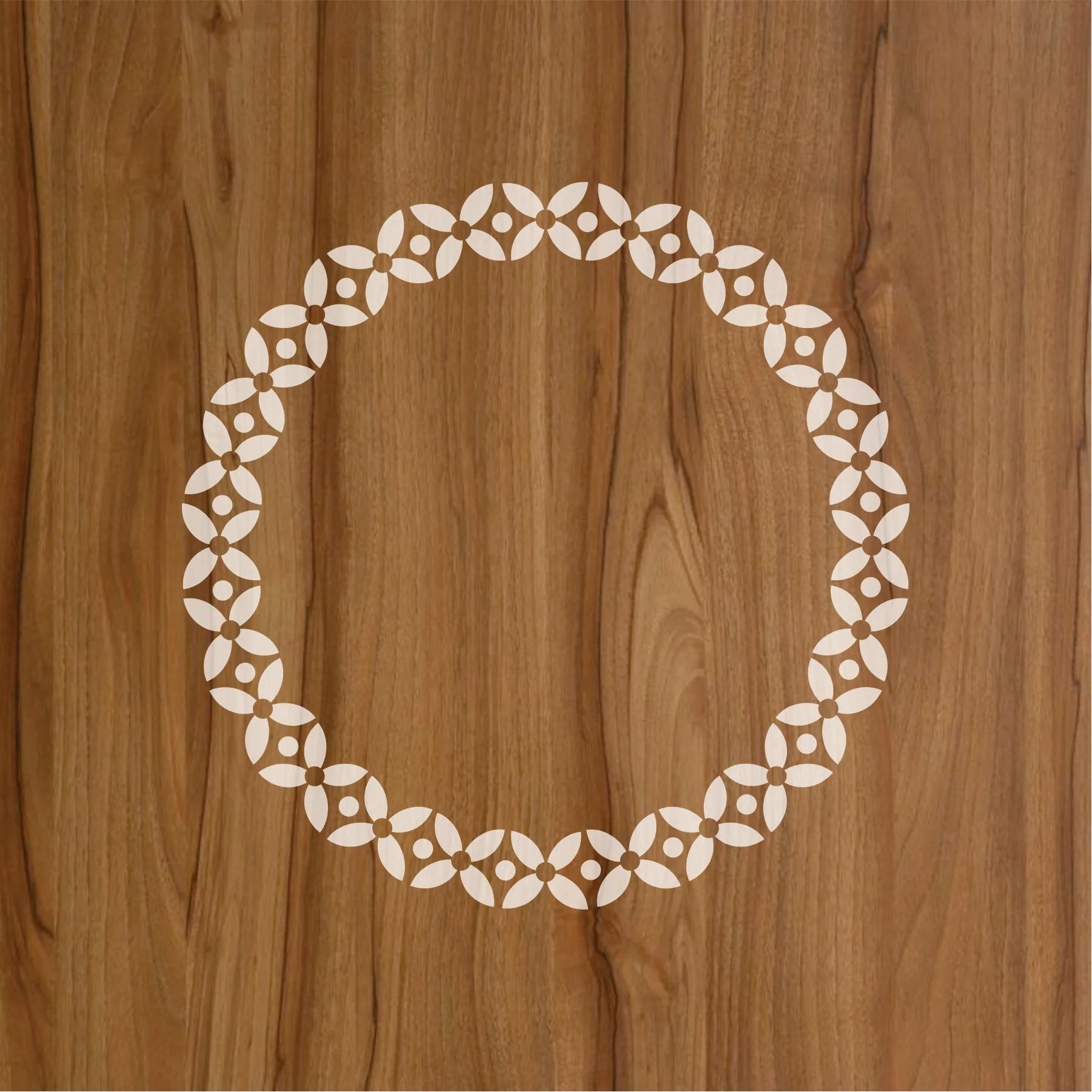 Petal Flower Round Pattern Reusable Stencil For Canvas And Wall Painting.ID#262 - Image 2
