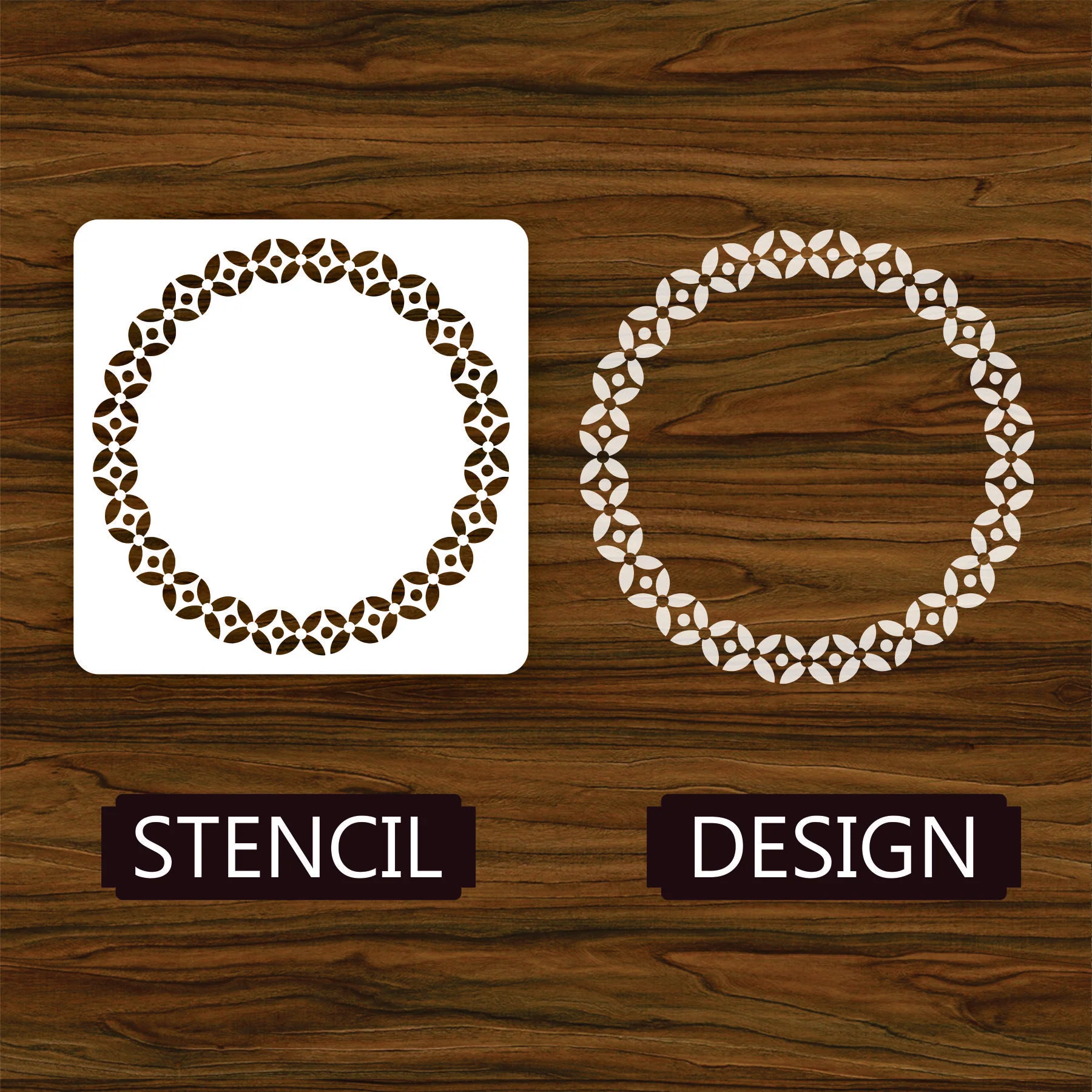 Petal Flower Round Pattern Reusable Stencil For Canvas And Wall Painting.ID#262 - Image 3