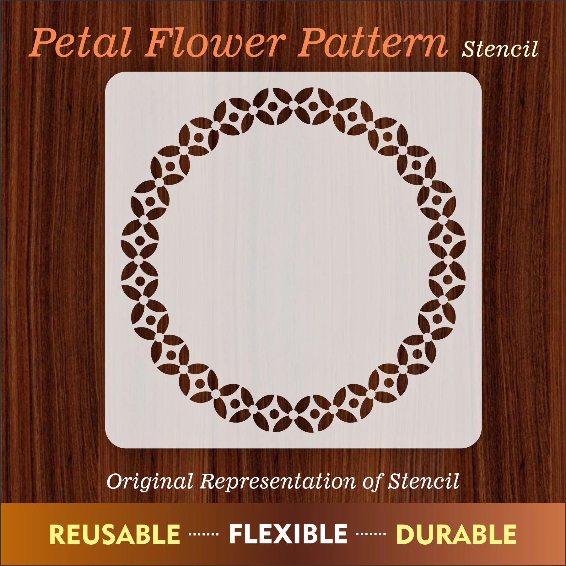 Petal Flower Round Pattern Reusable Stencil For Canvas And Wall Painting.ID#262 - Image 7