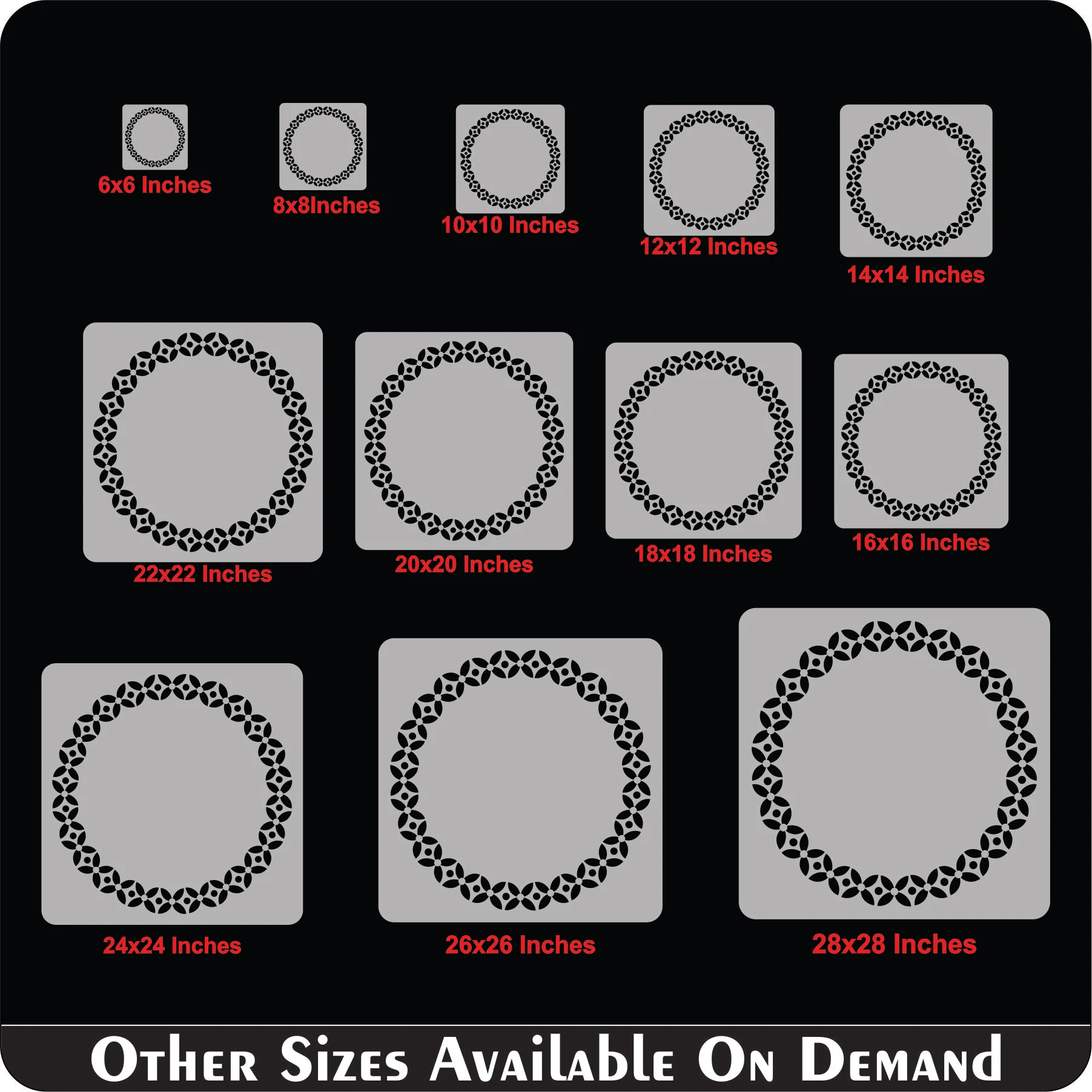 Petal Flower Round Pattern Reusable Stencil For Canvas And Wall Painting.ID#262 - Image 8