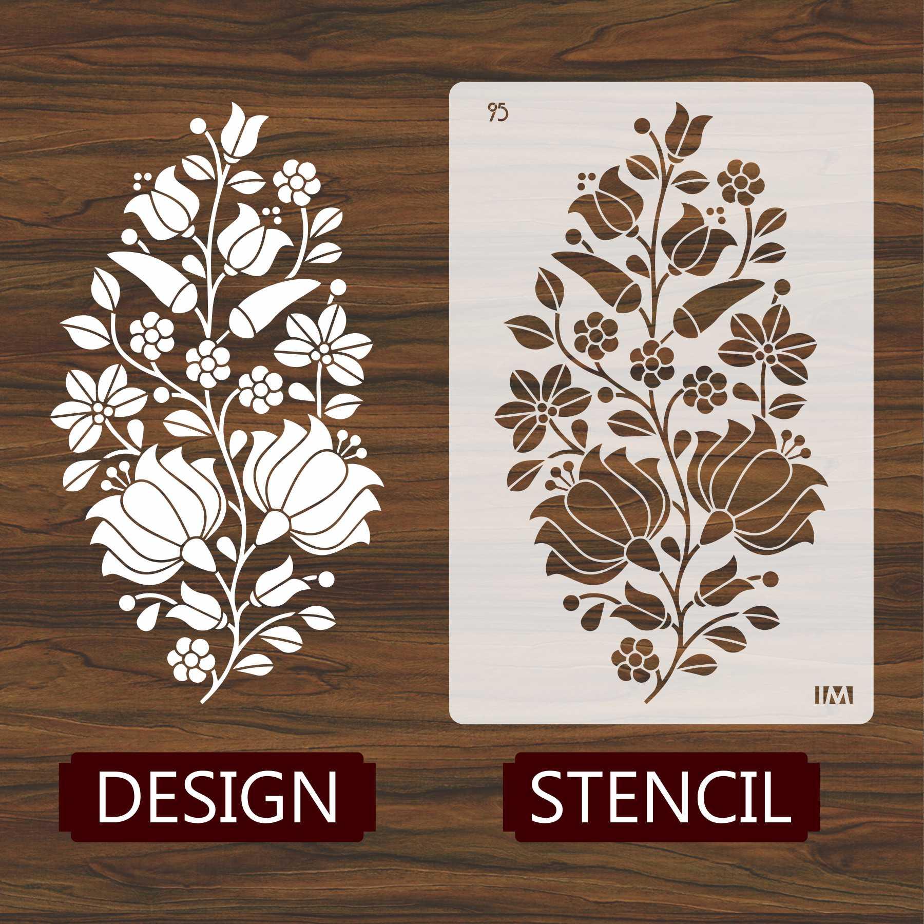 Poppy Flowers Reusable Stencil for Canvas and wall painting.ID#95 - Image 2