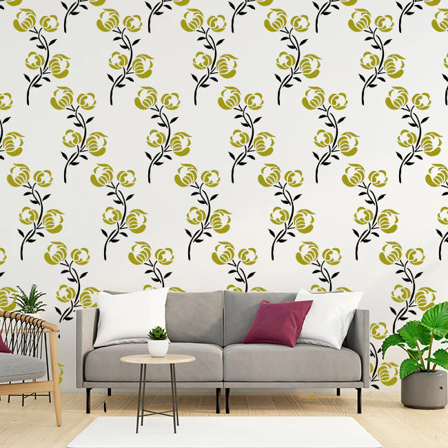 Popy Plant Flower Reusable Stencil for Canvas and wall painting.ID#20 - Image 3