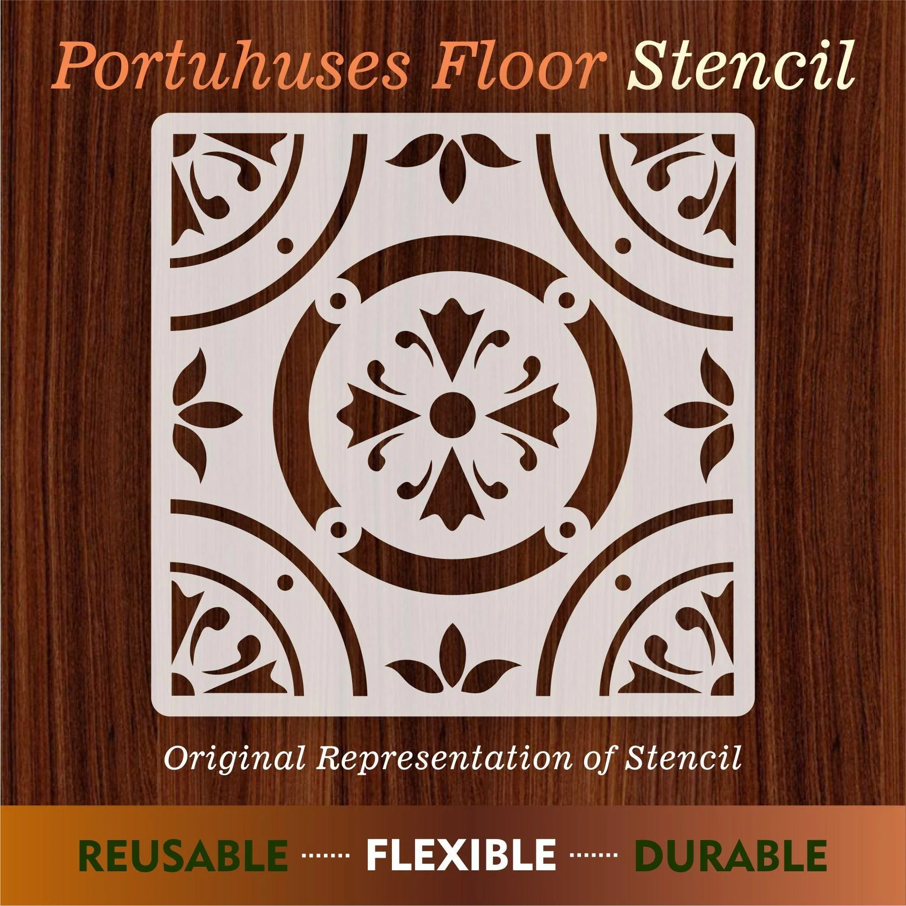 Portuliuses Floor Reusable Stencil For Canvas And Wall Painting.ID#192 - Image 6