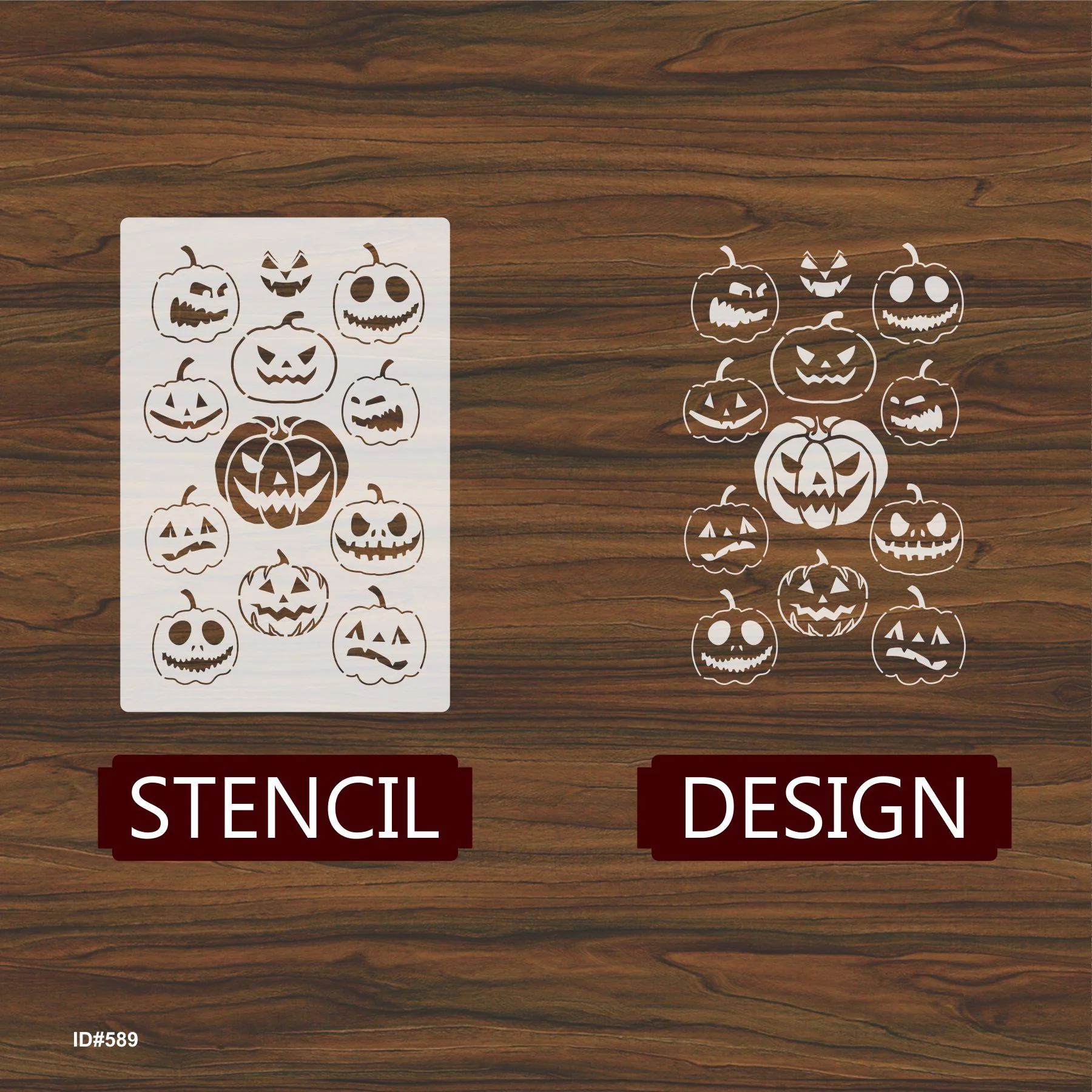 Pumpkin Halloween Stencil for Painting Scrapbook Coloring Embossing Album Decor. ID #589 - Image 3