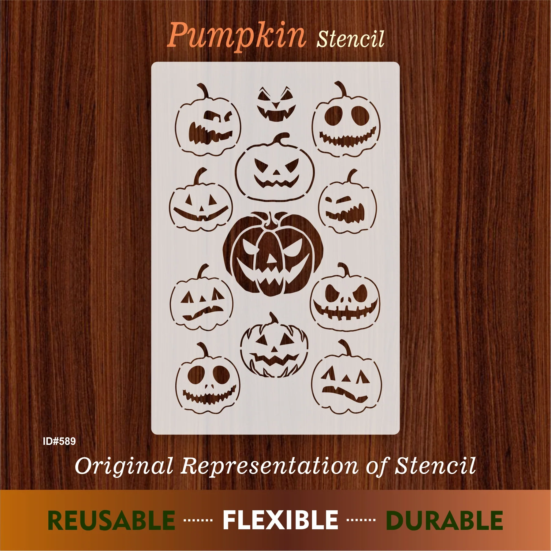Pumpkin Halloween Stencil for Painting Scrapbook Coloring Embossing Album Decor. ID #589 - Image 4