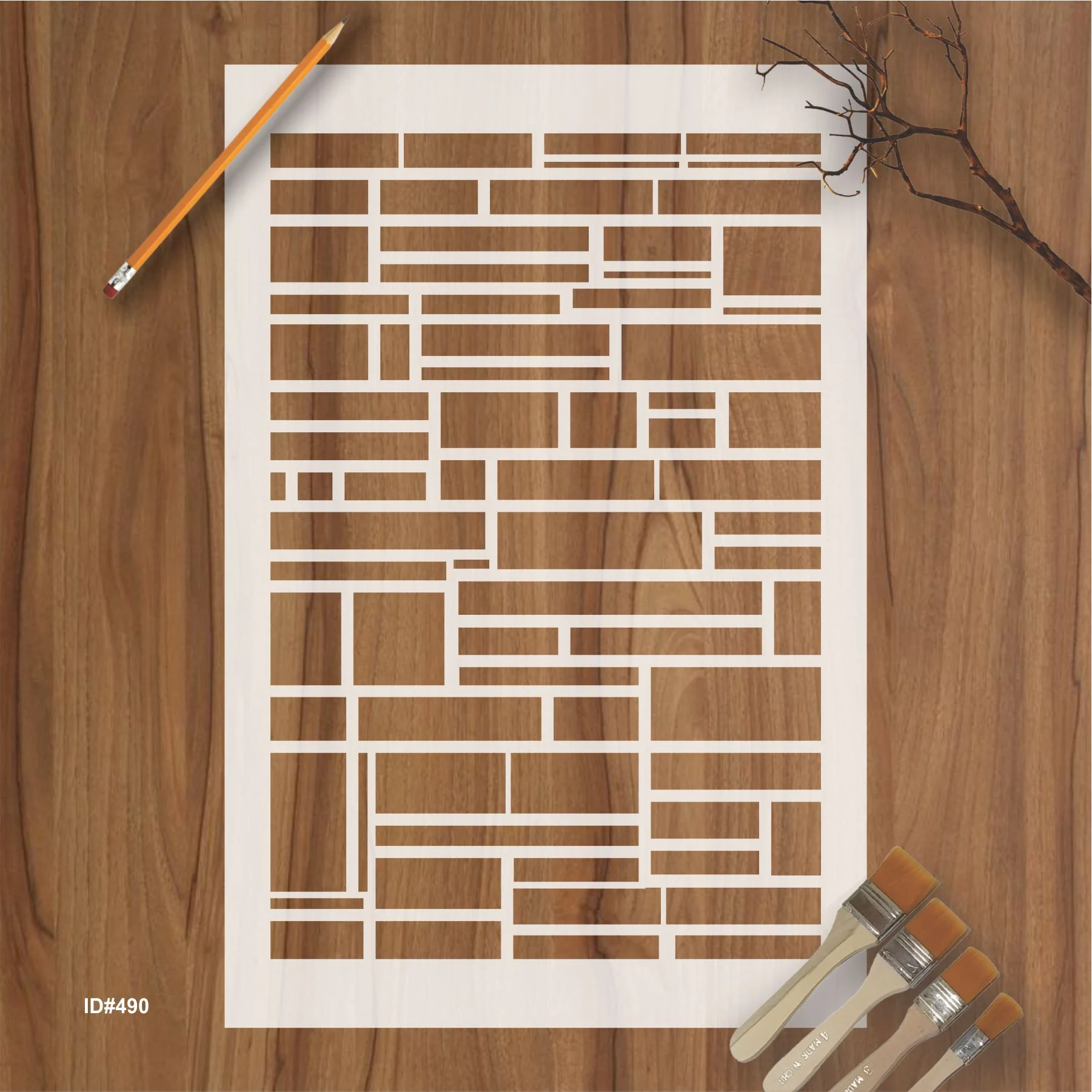 Ractangle Pattren Stencil For Canvas And Wall Painting.ID #490