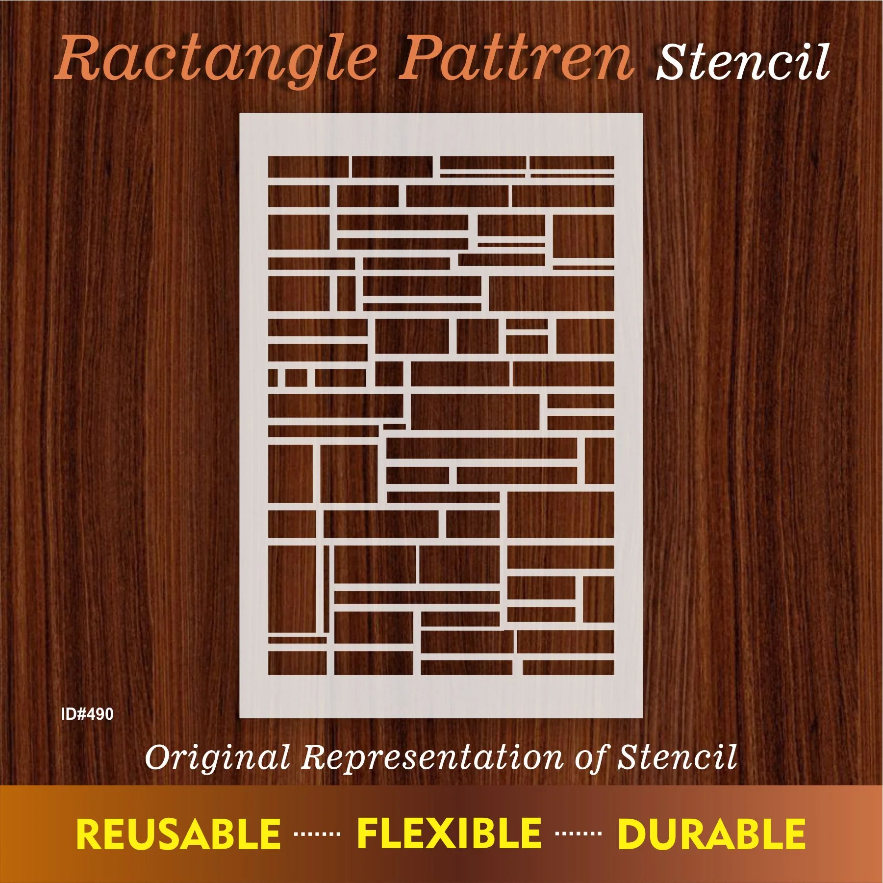 Ractangle Pattren Stencil For Canvas And Wall Painting.ID #490 - Image 6