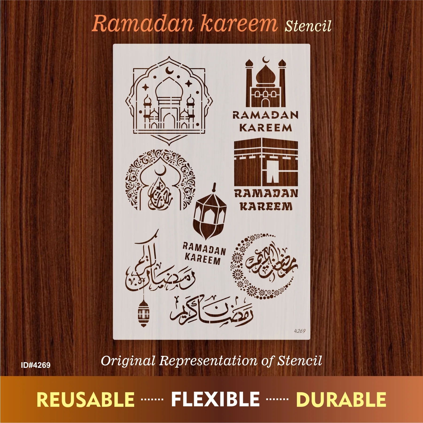 Ramadan kareem Reusable Stencil For Canvas And Wall Painting.ID#4269 - Image 2
