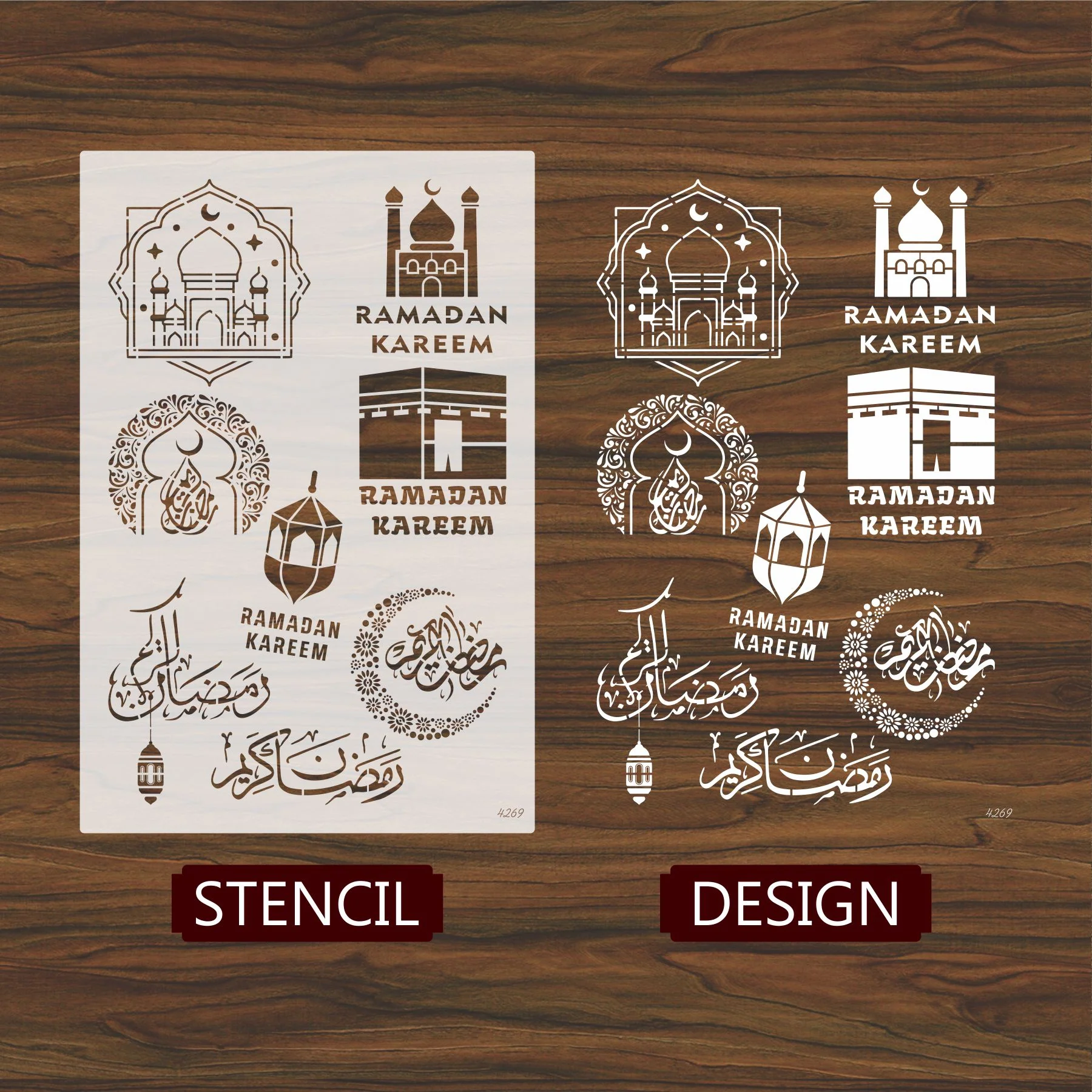 Ramadan kareem Reusable Stencil For Canvas And Wall Painting.ID#4269 - Image 4