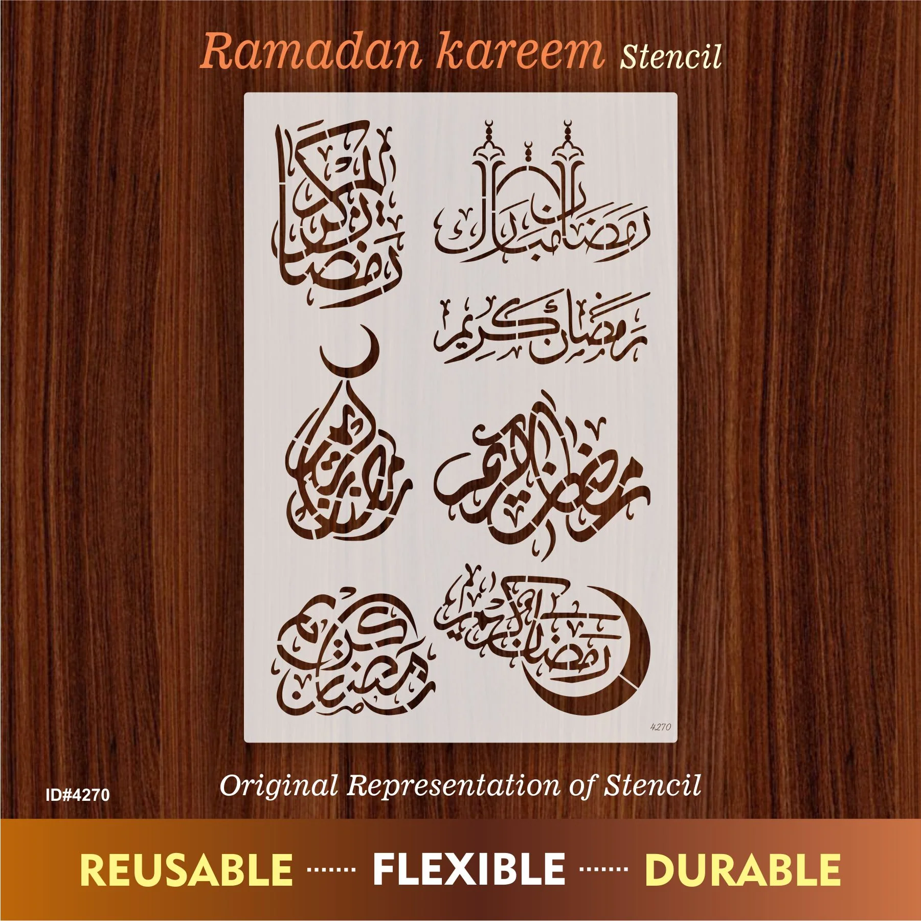 Ramadan kareem Reusable Stencil For Canvas And Wall Painting.ID#4270 - Image 2