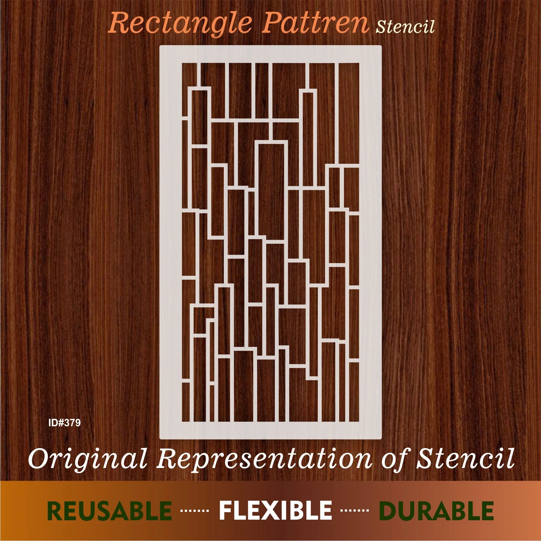 Rectangle Pattren Reusable Stencil For Canvas And Wall Painting. ID #479 - Image 6