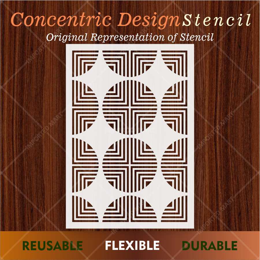 Retro Optical Grid Stencil for Wall, Floor & Fabric Art – Geometric Circle Pattern – ID# 683