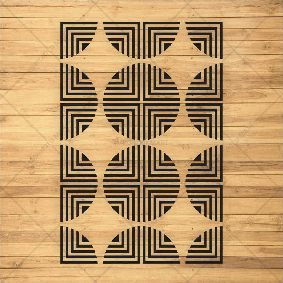 Retro Optical Grid Stencil for Wall, Floor & Fabric Art – Geometric Circle Pattern – ID# 683 - Image 3