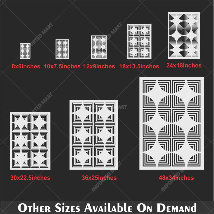 Retro Optical Grid Stencil for Wall, Floor & Fabric Art – Geometric Circle Pattern – ID# 683 - Image 5