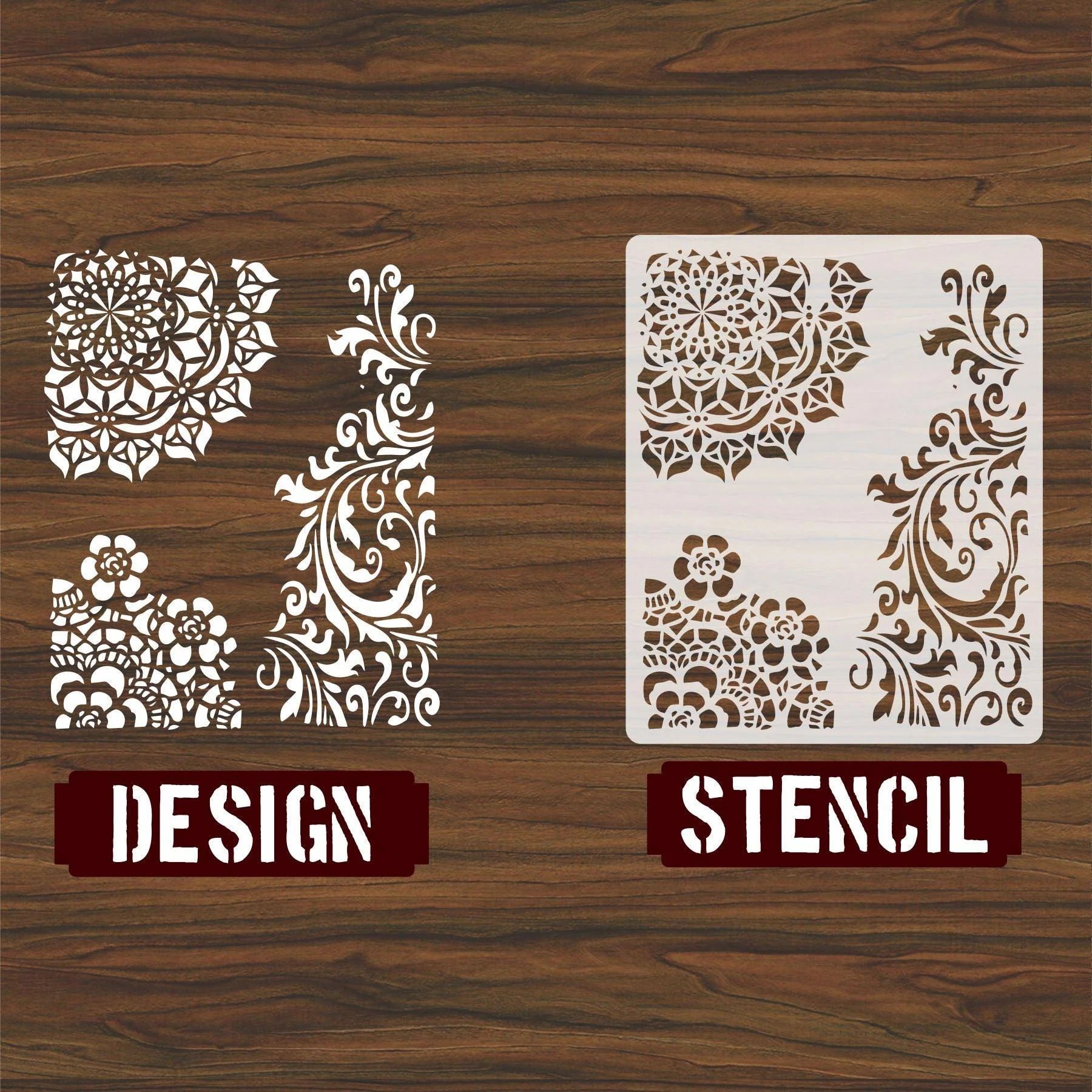 Floral Reusable Stencil for Canvas and wall painting Floral Reusable Stencil.ID#03 - Image 3