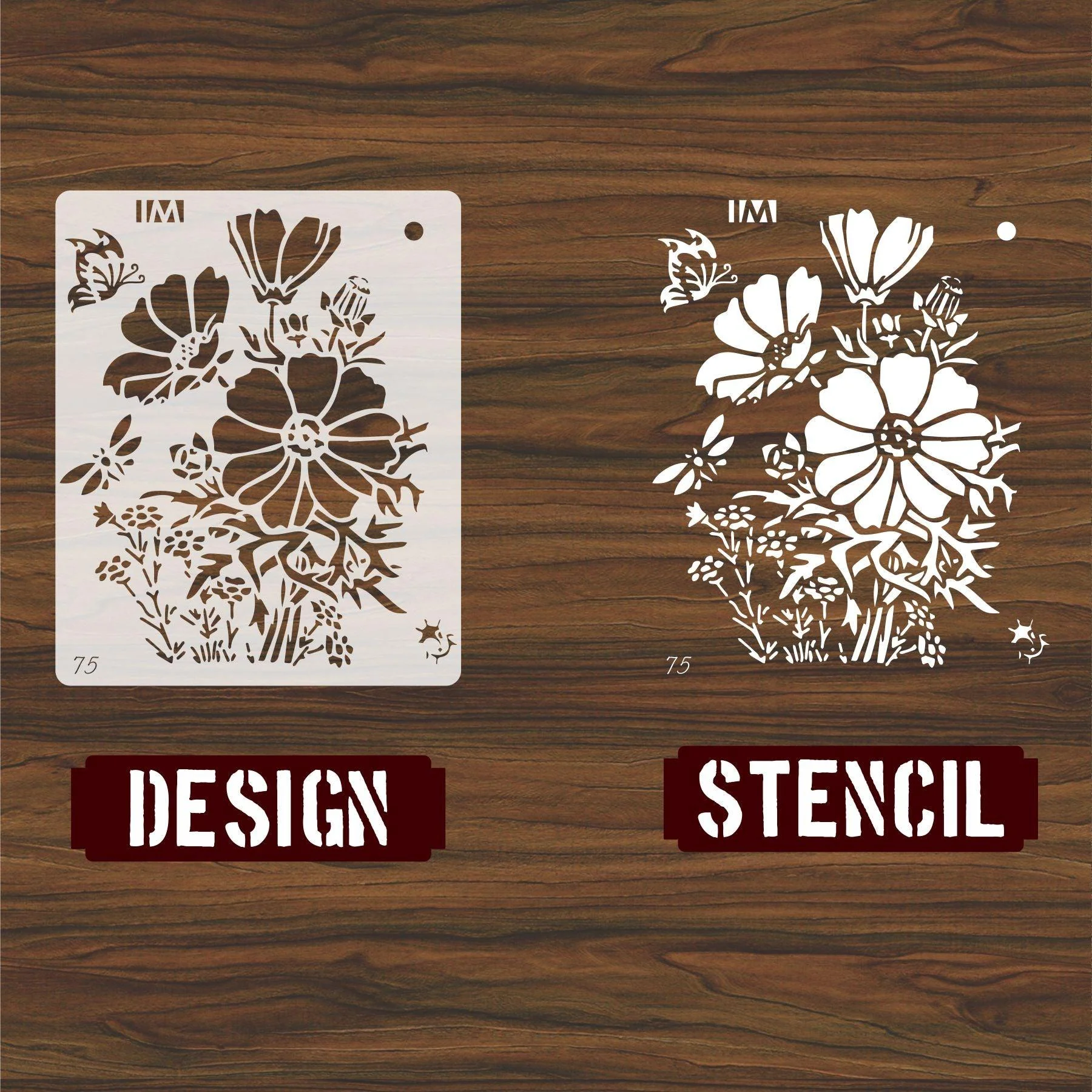 Reusable Stencil for Canvas and wall painting Floral Reusable Stencil.ID#01 - Image 3