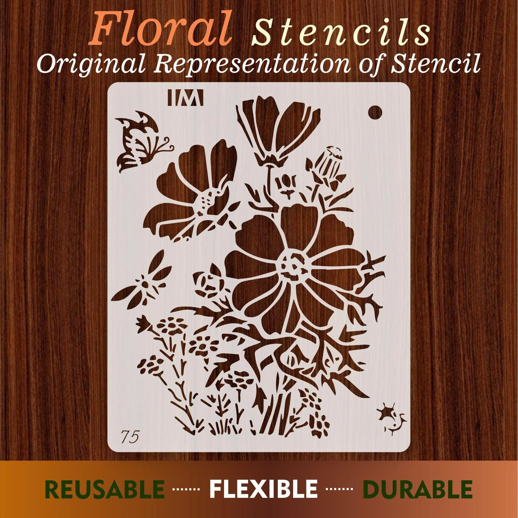 Reusable Stencil for Canvas and wall painting Floral Reusable Stencil.ID#01 - Image 6