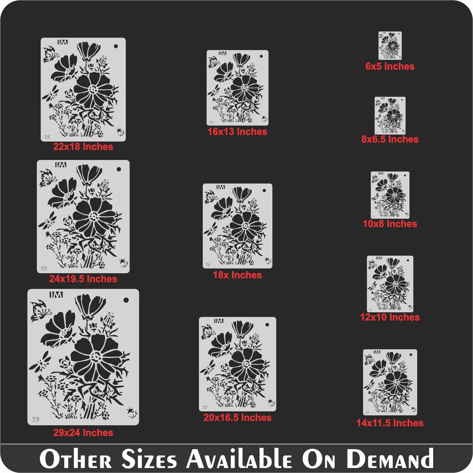 Reusable Stencil for Canvas and wall painting Floral Reusable Stencil.ID#01 - Image 8