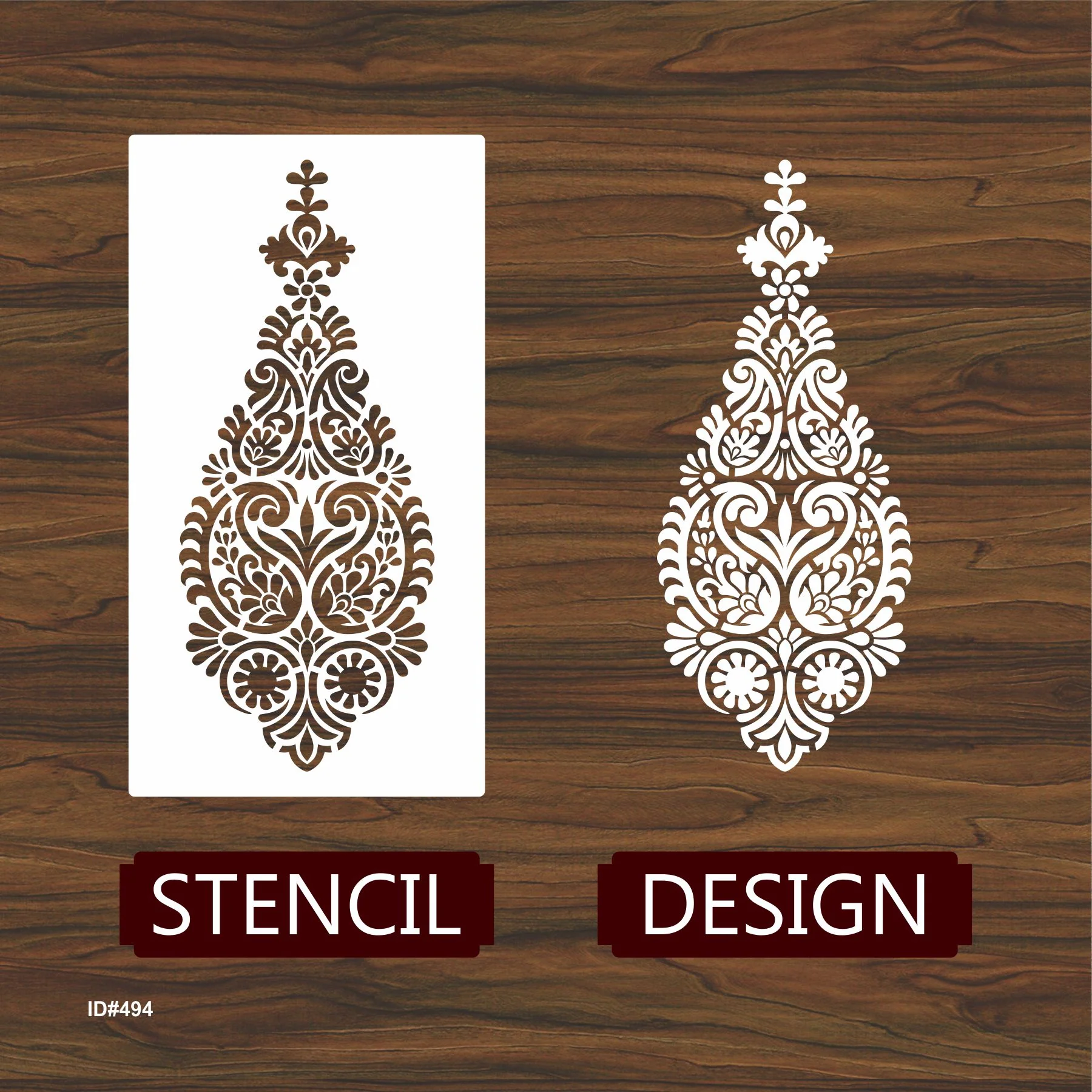 Anarkali Embroidery Stencil used for Wood, Clothes, Canvas And Wall Painting. ID #494 - Image 4